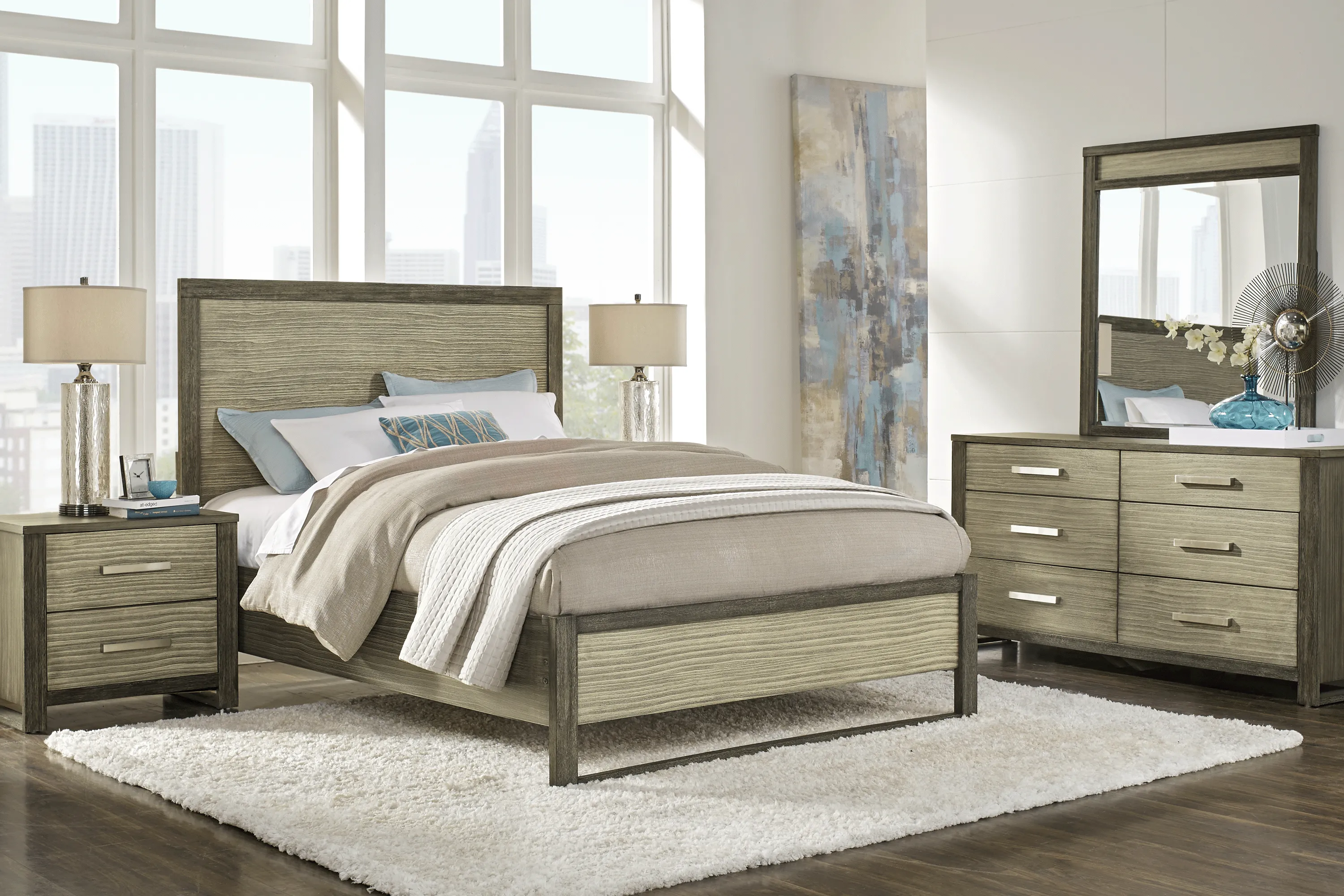 Abbott Gray 6 Pc Queen Panel Bedroom - Thumbnail - Image 1