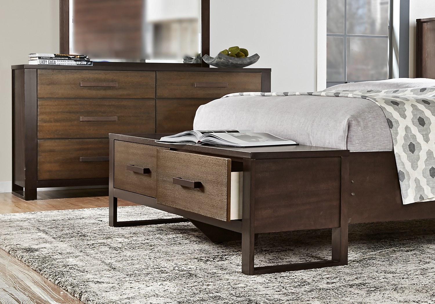 Abbott Hazelnut 7 Pc Queen Panel Bedroom with Storage - Thumbnail - Image 4