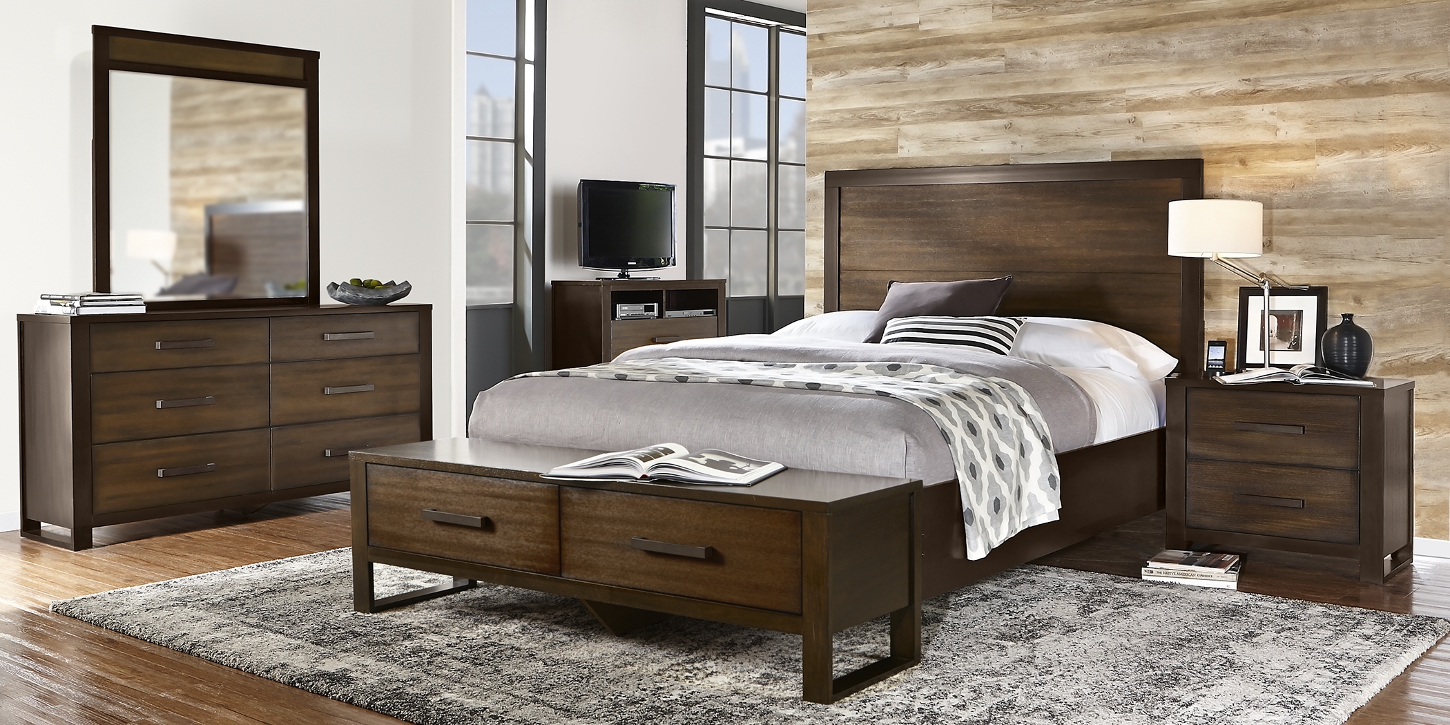 Abbott Hazelnut 7 Pc King Panel Bedroom with Storage - Thumbnail - Image 2