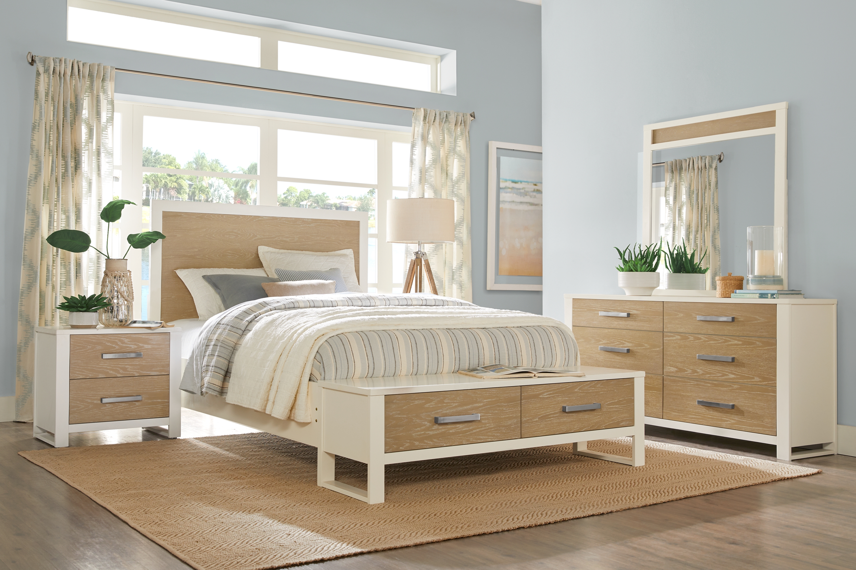 Abbott White 7 Pc King Panel Bedroom with Storage - Thumbnail - Image 1