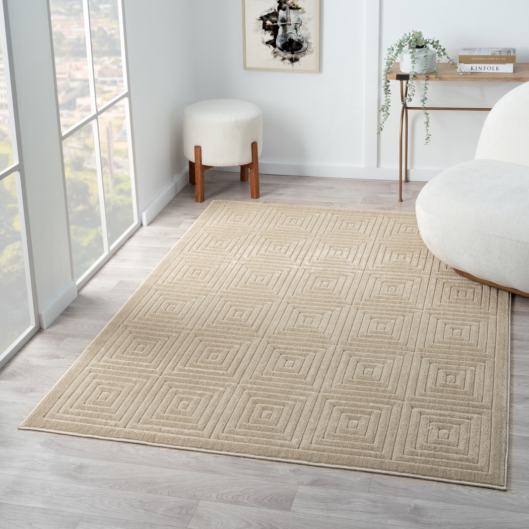 Abbour Beige 5' x 7' Indoor,Outdoor Rug - Thumbnail - Image 2