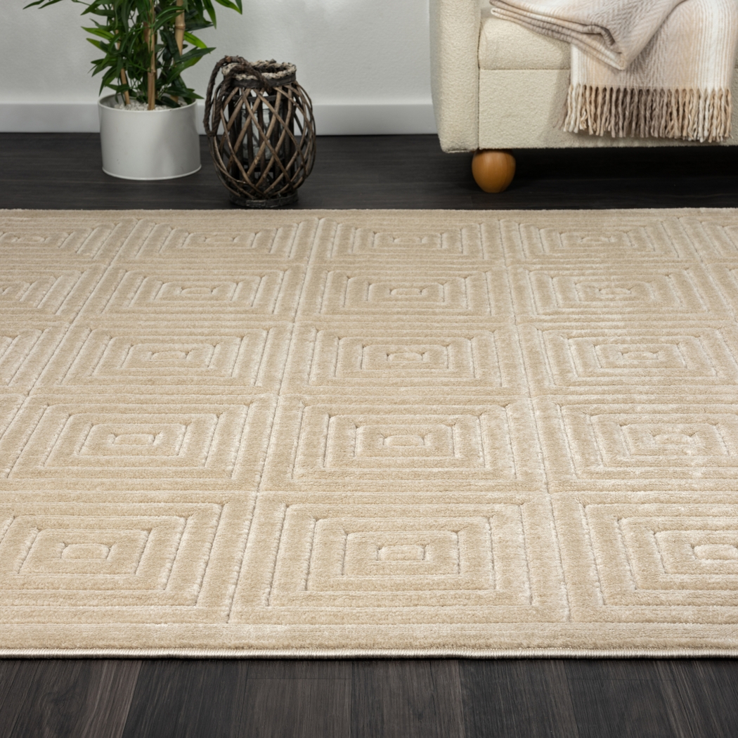 Abbour Beige 5' x 7' Indoor,Outdoor Rug - Thumbnail - Image 3