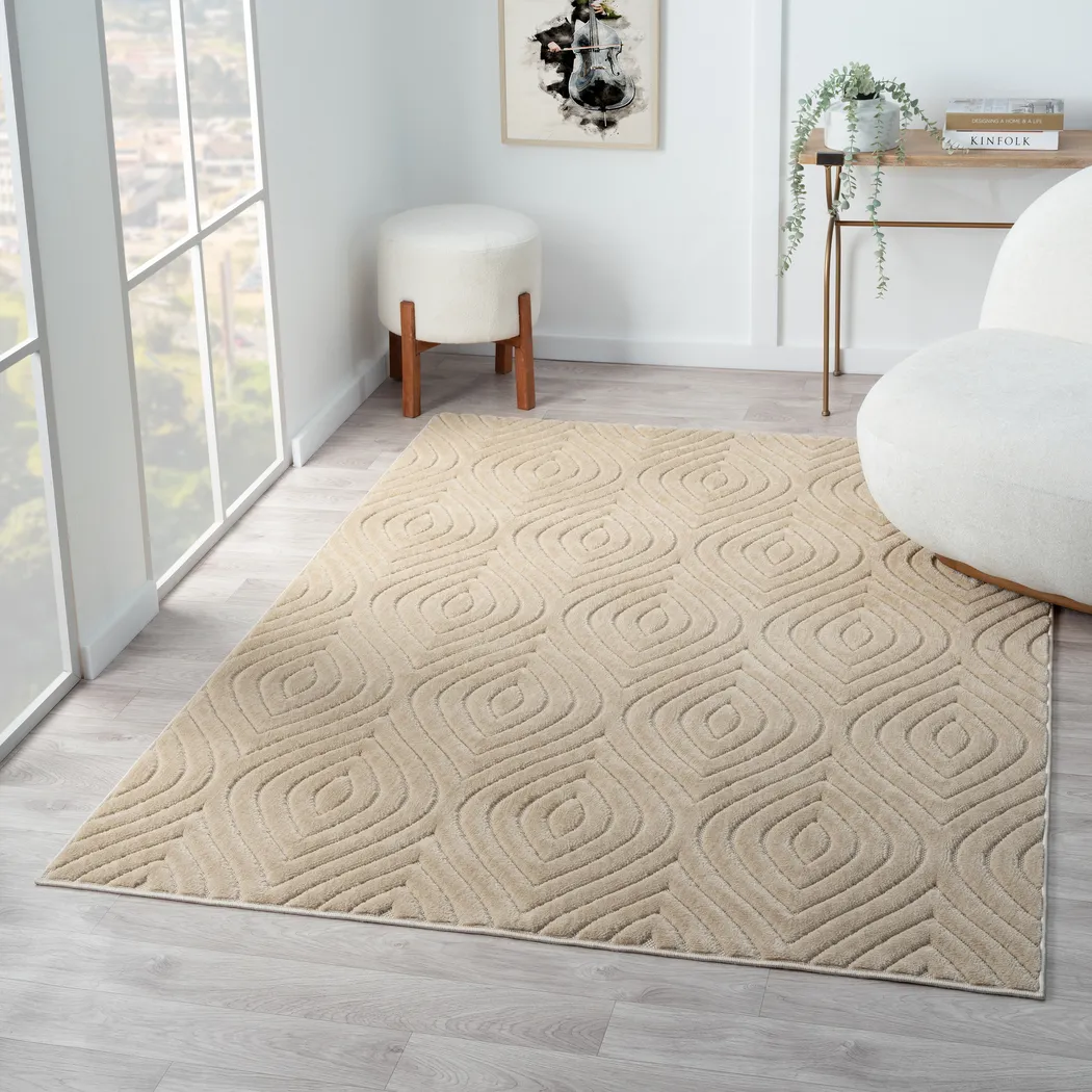 Abbour Beige 5' x 7' Indoor,Outdoor Rug - Thumbnail - Image 2