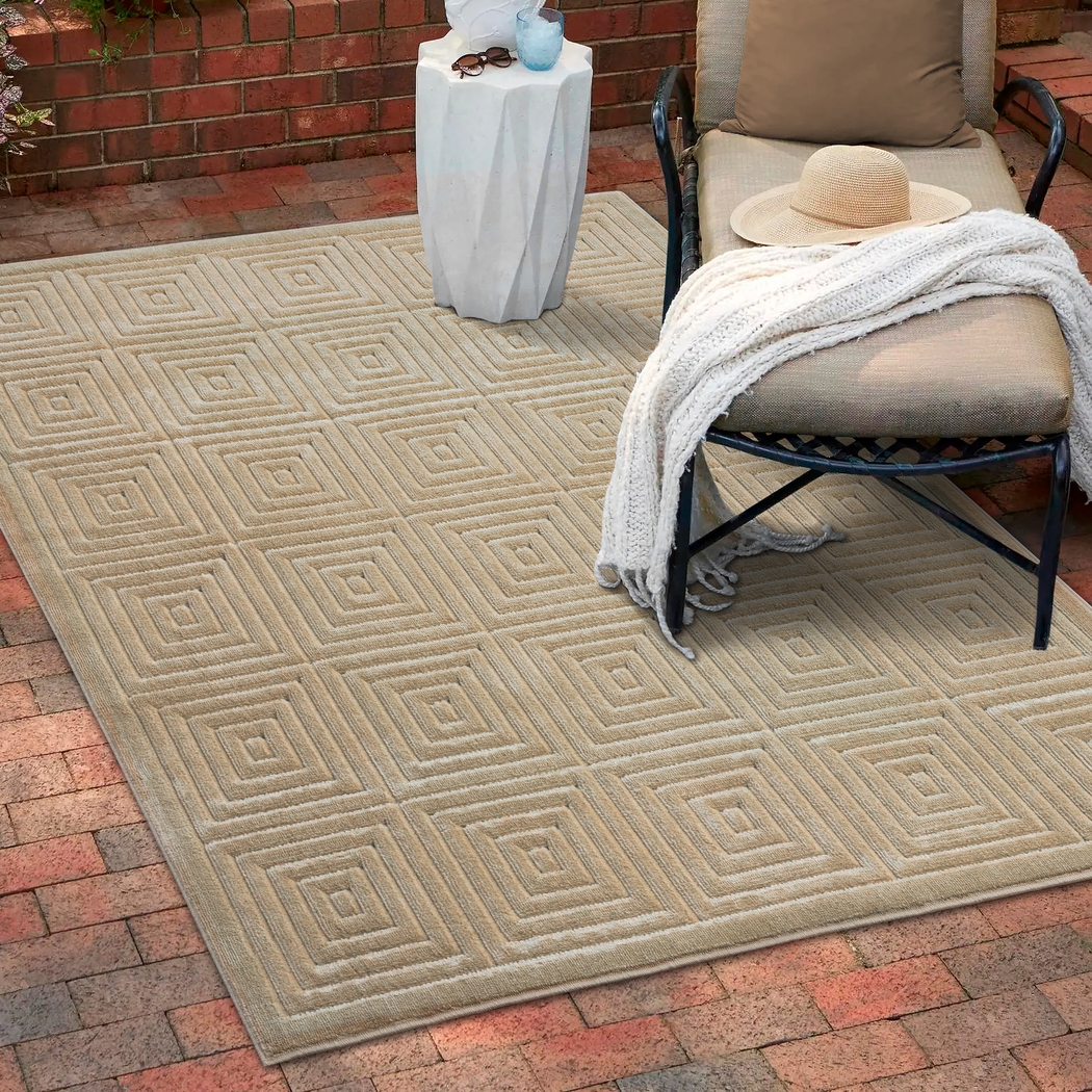 Abbour Beige 7'10 x 9'10 Indoor,Outdoor Rug - Thumbnail - Image 5