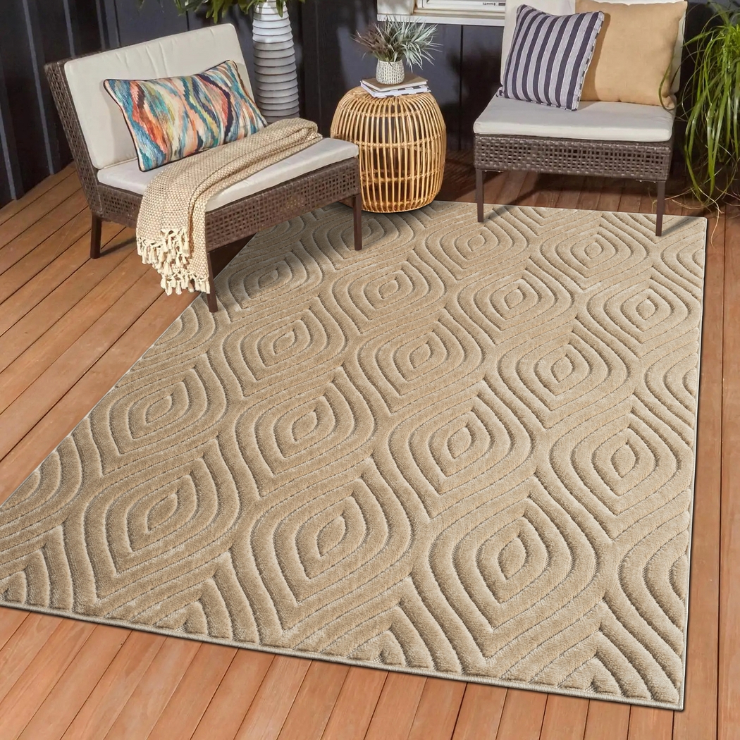 Abbour Beige 7'10 x 9'10 Indoor,Outdoor Rug - Thumbnail - Image 5