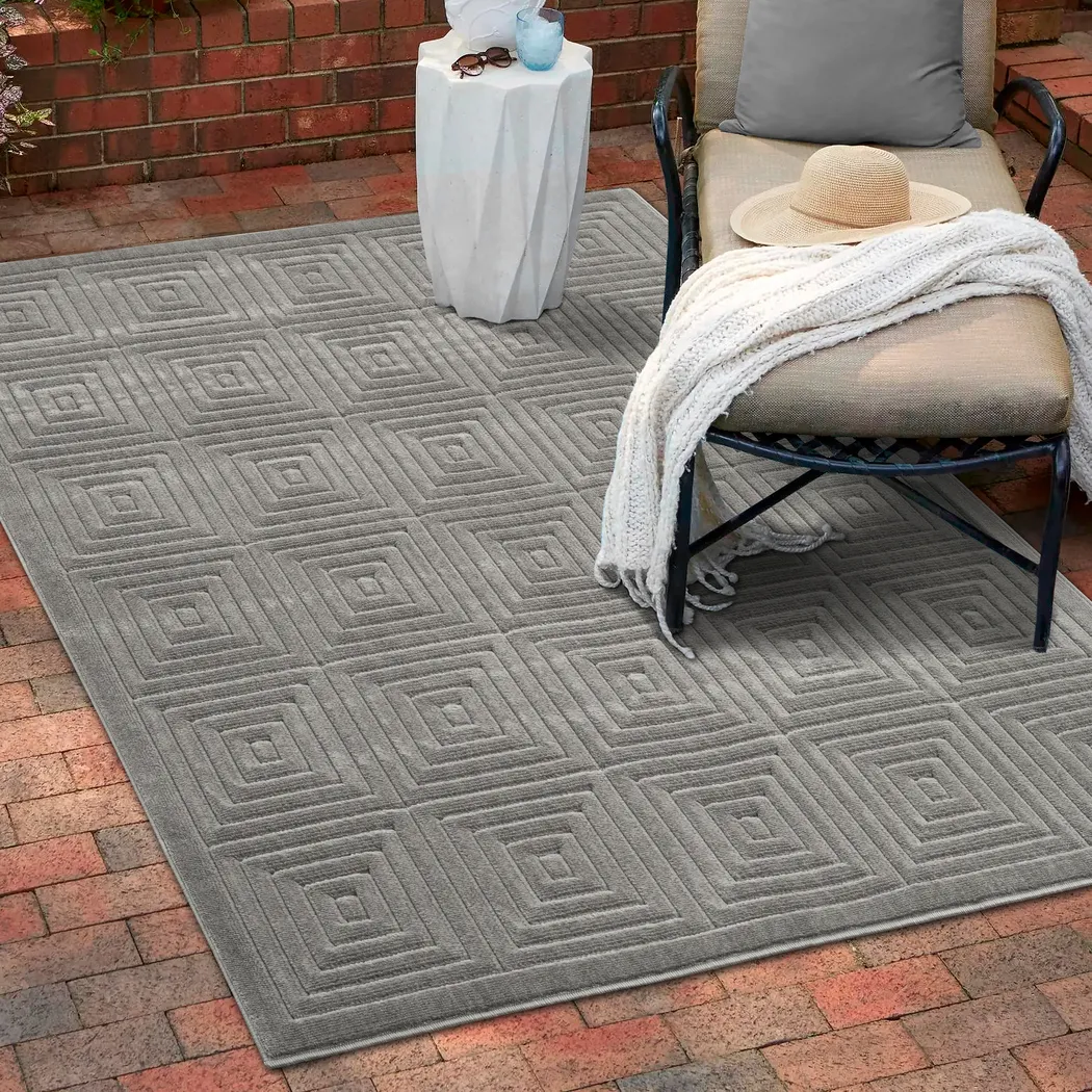 Abbour Gray 5' x 7' Indoor,Outdoor Rug - Thumbnail - Image 5