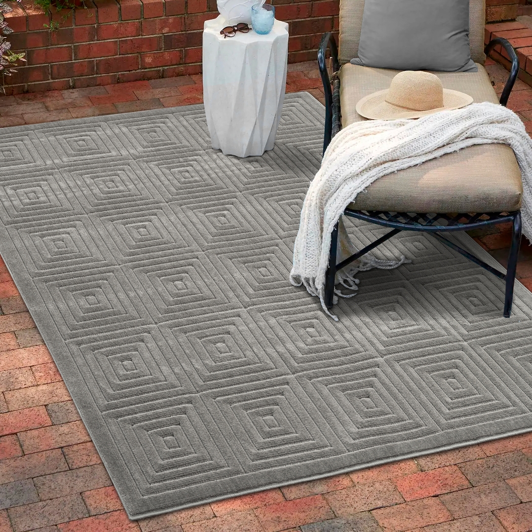Abbour Gray 7'10 x 9'10 Indoor,Outdoor Rug - Thumbnail - Image 5