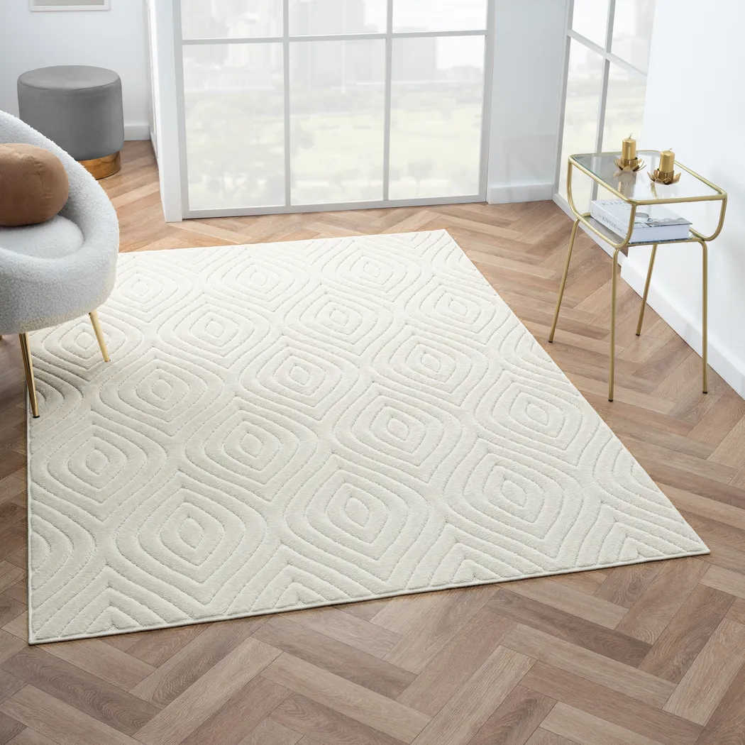 Abbour Ivory 5' x 7' Indoor,Outdoor Rug - Thumbnail - Image 2