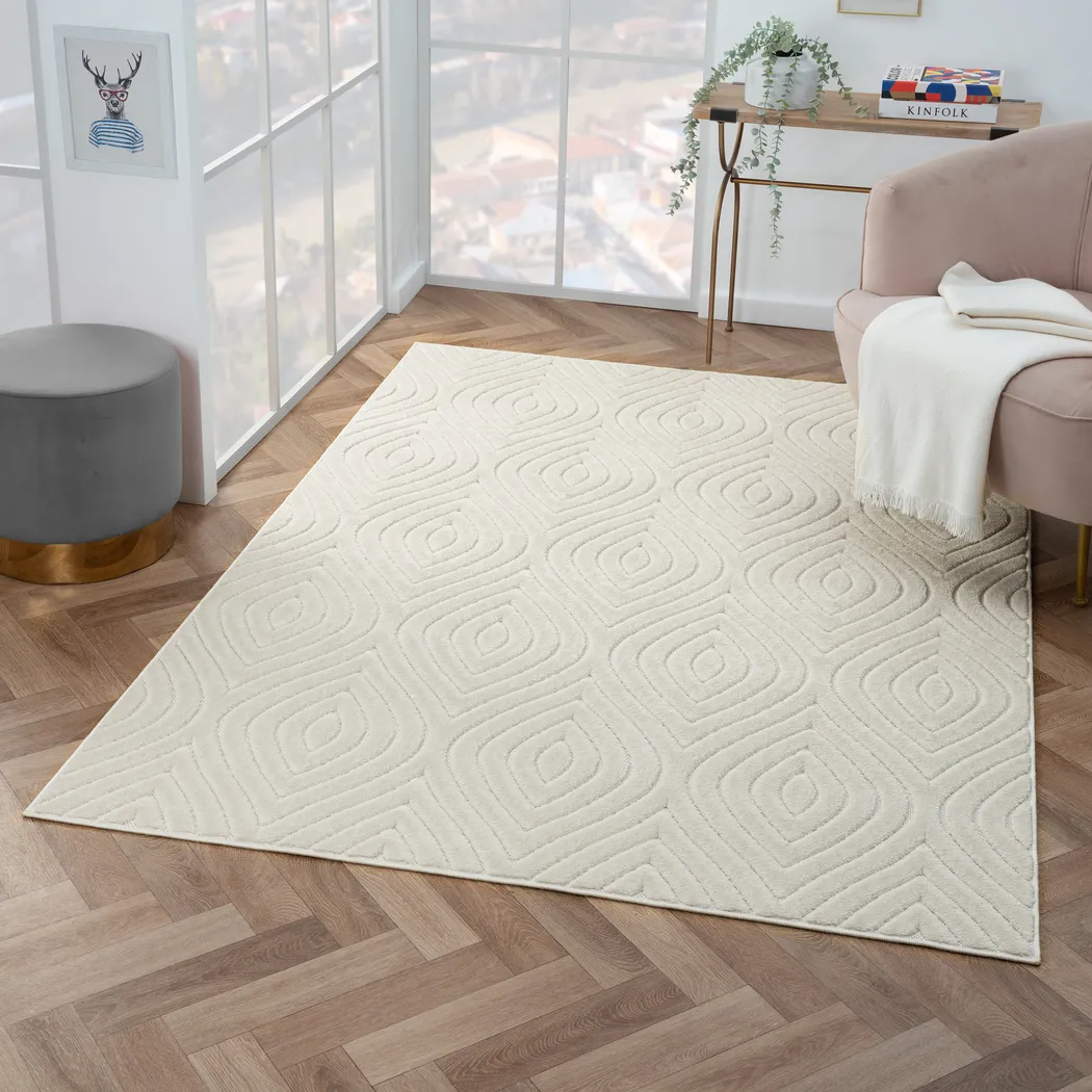 Abbour Ivory 5' x 7' Indoor,Outdoor Rug - Thumbnail - Image 4