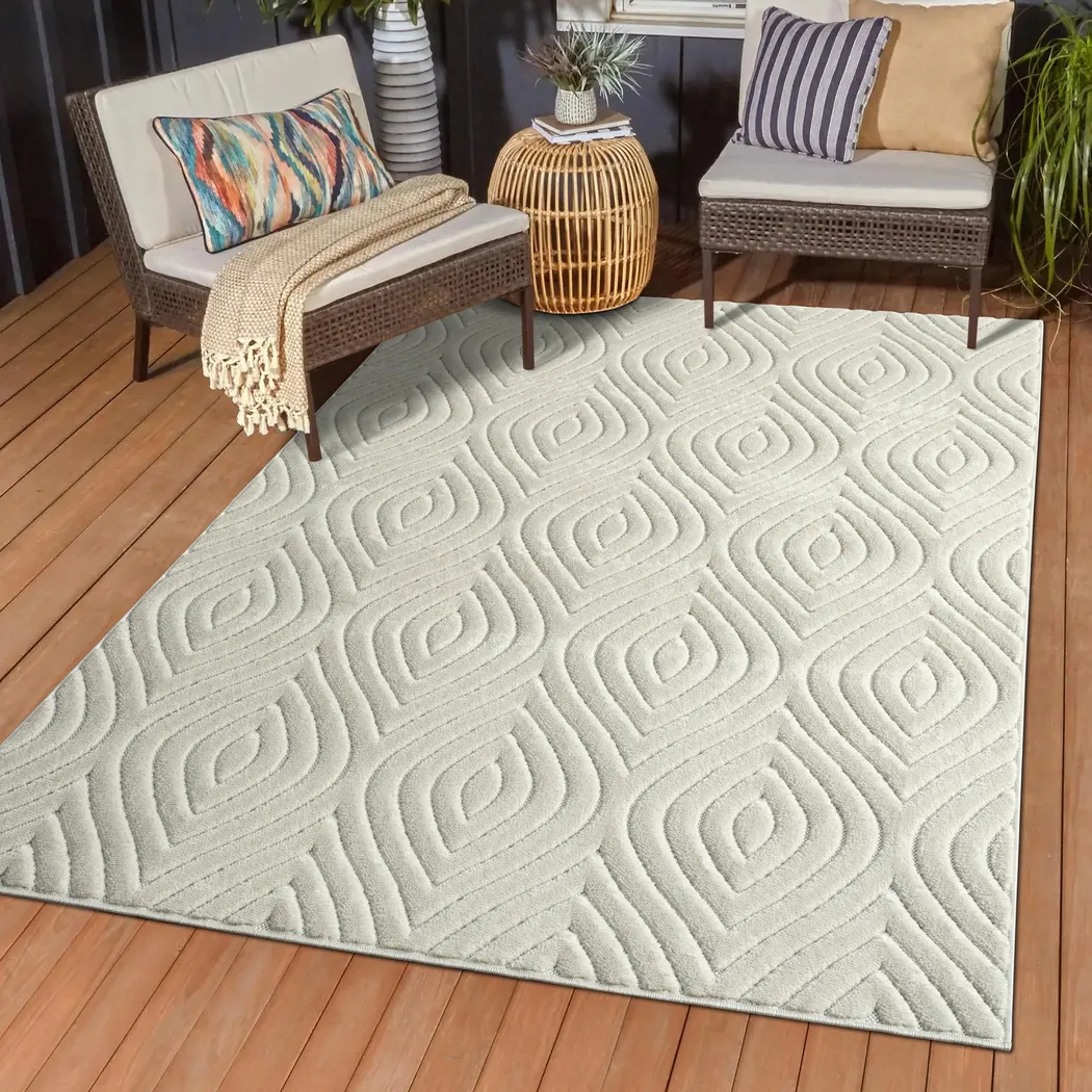 Abbour Ivory 5' x 7' Indoor,Outdoor Rug - Thumbnail - Image 5