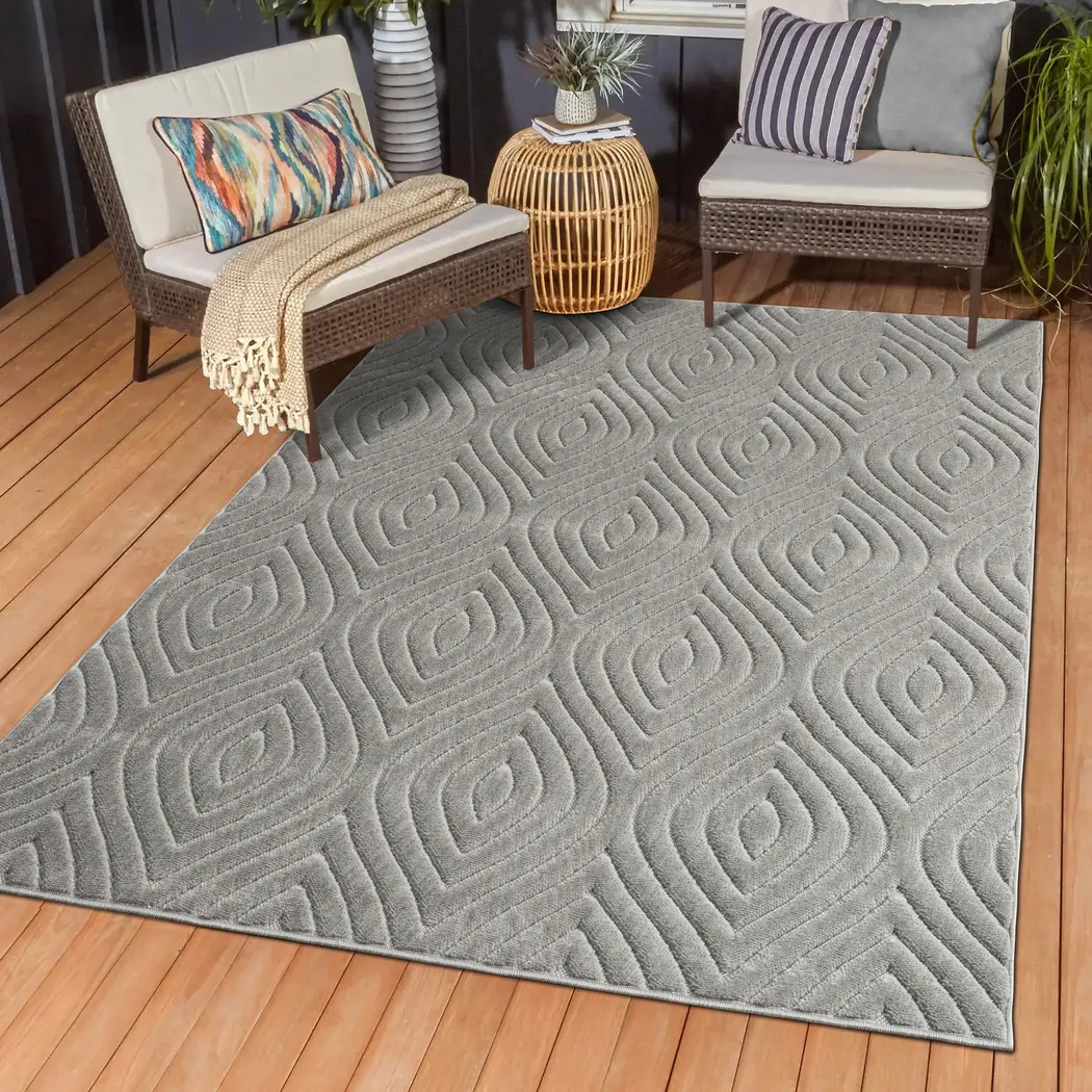 Abbour Light Gray 5' x 7' Indoor,Outdoor Rug - Thumbnail - Image 5