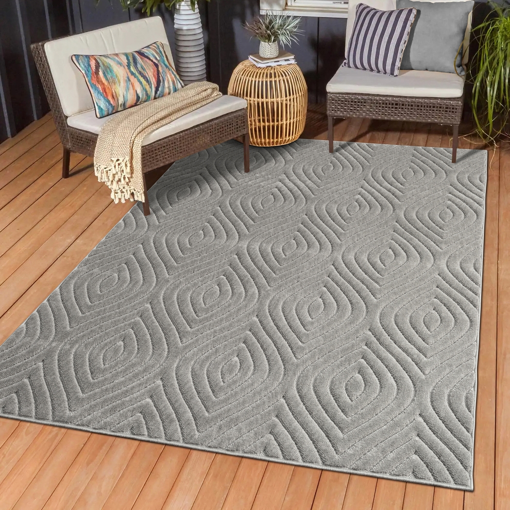 Abbour Light Gray 7'10 x 9'10 Indoor,Outdoor Rug - Thumbnail - Image 5