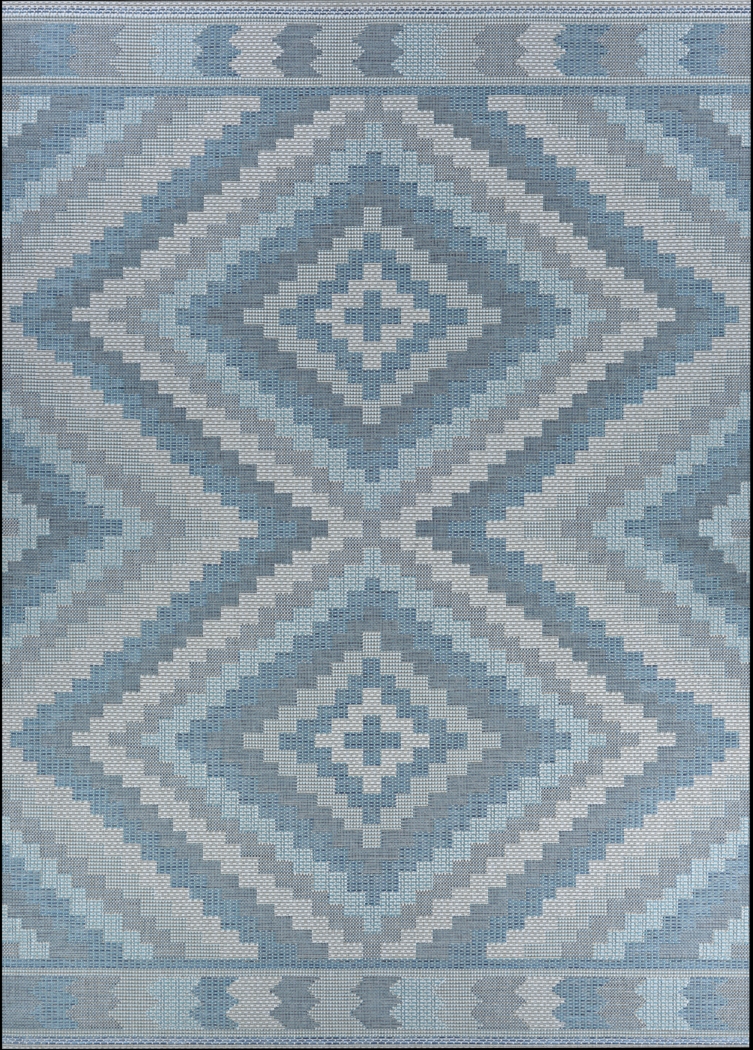 Abella Blue 7'6 x 10'9 Indoor/Outdoor Rug - Thumbnail - Image 1