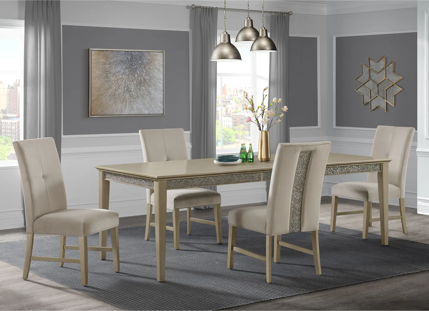 Abeni Champagne Dining Side Chair, Set of 2 - Thumbnail - Image 2