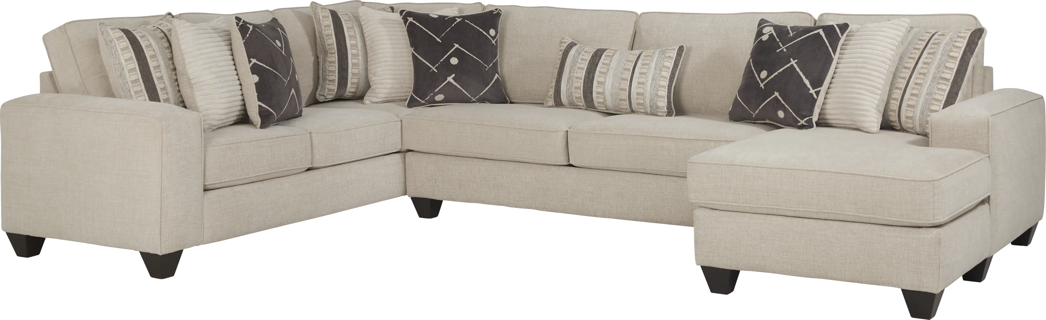 Aberlin Court Beige 3 Pc Gel Foam Sleeper Sectional - Thumbnail - Image 1