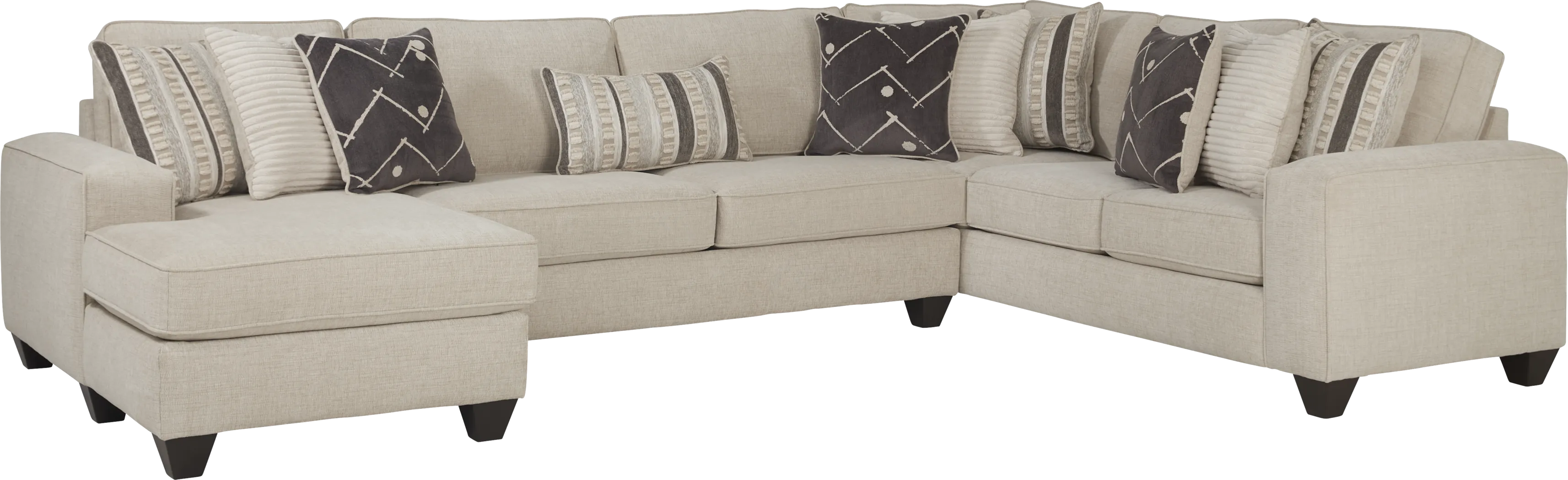 Aberlin Court Beige 3 Pc Gel Foam Sleeper Sectional - Thumbnail - Image 1