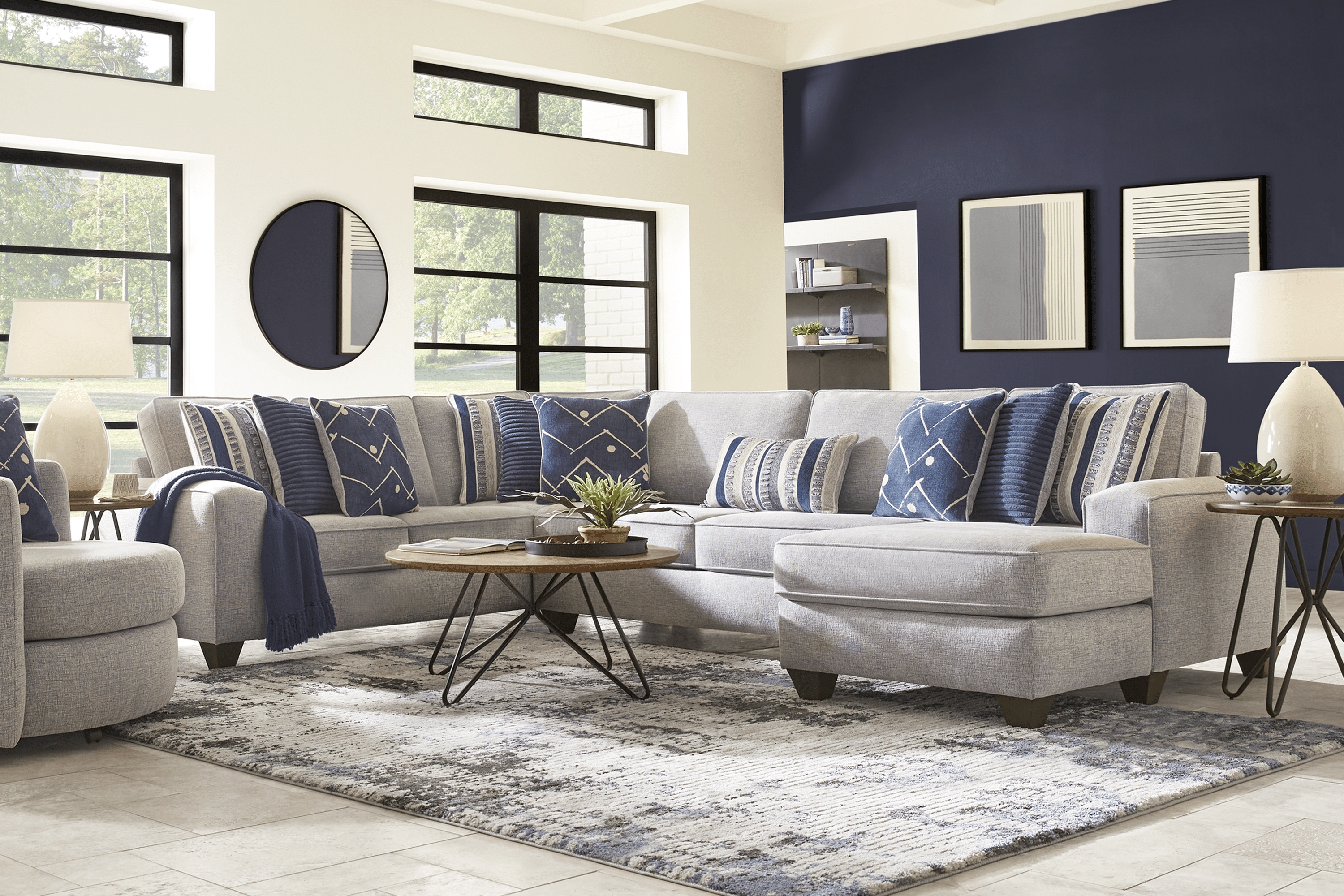Aberlin Court Blue 3 Pc Sectional - Thumbnail - Image 2