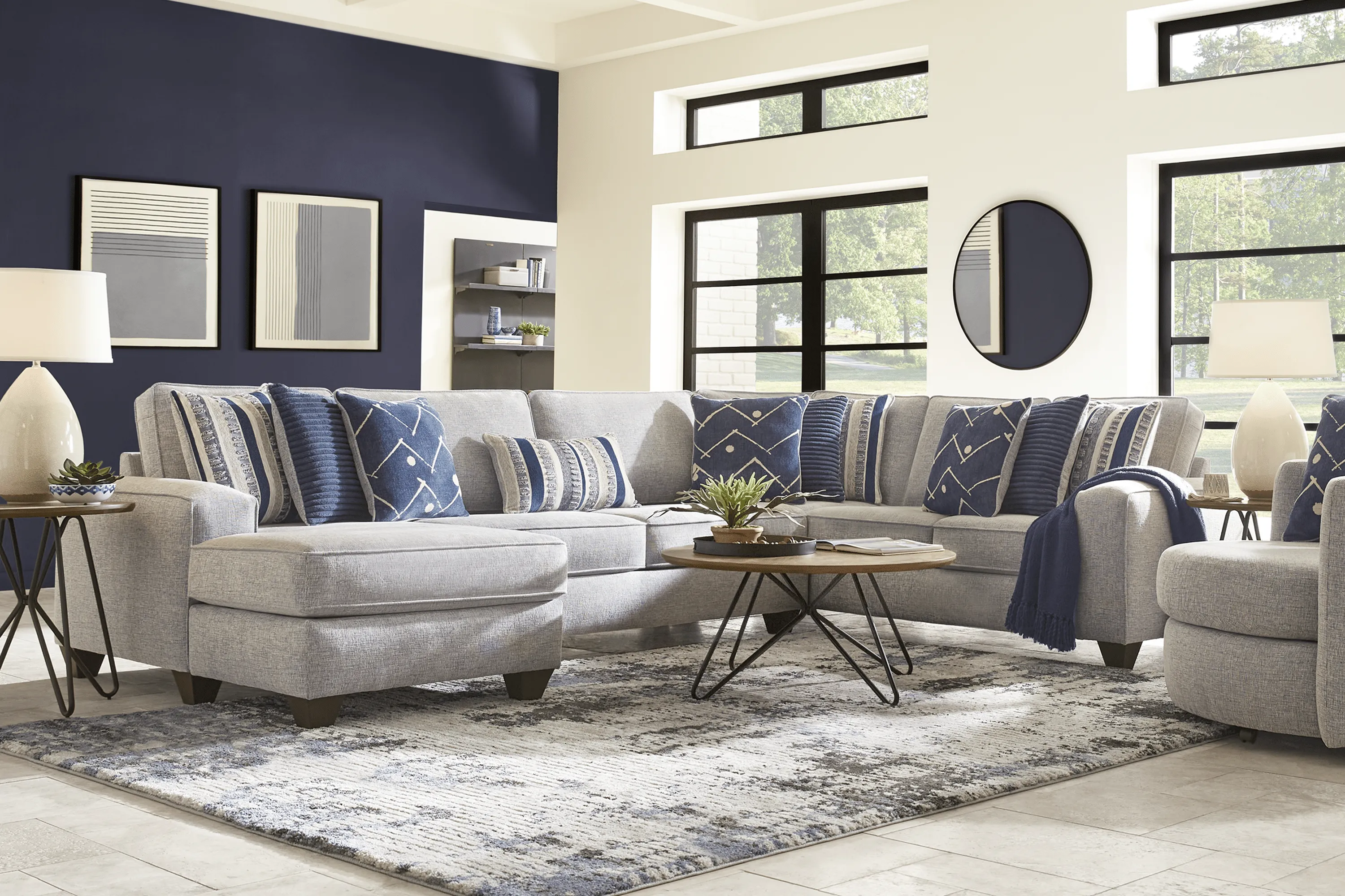 Aberlin Court Blue 3 Pc Sectional - Thumbnail - Image 2
