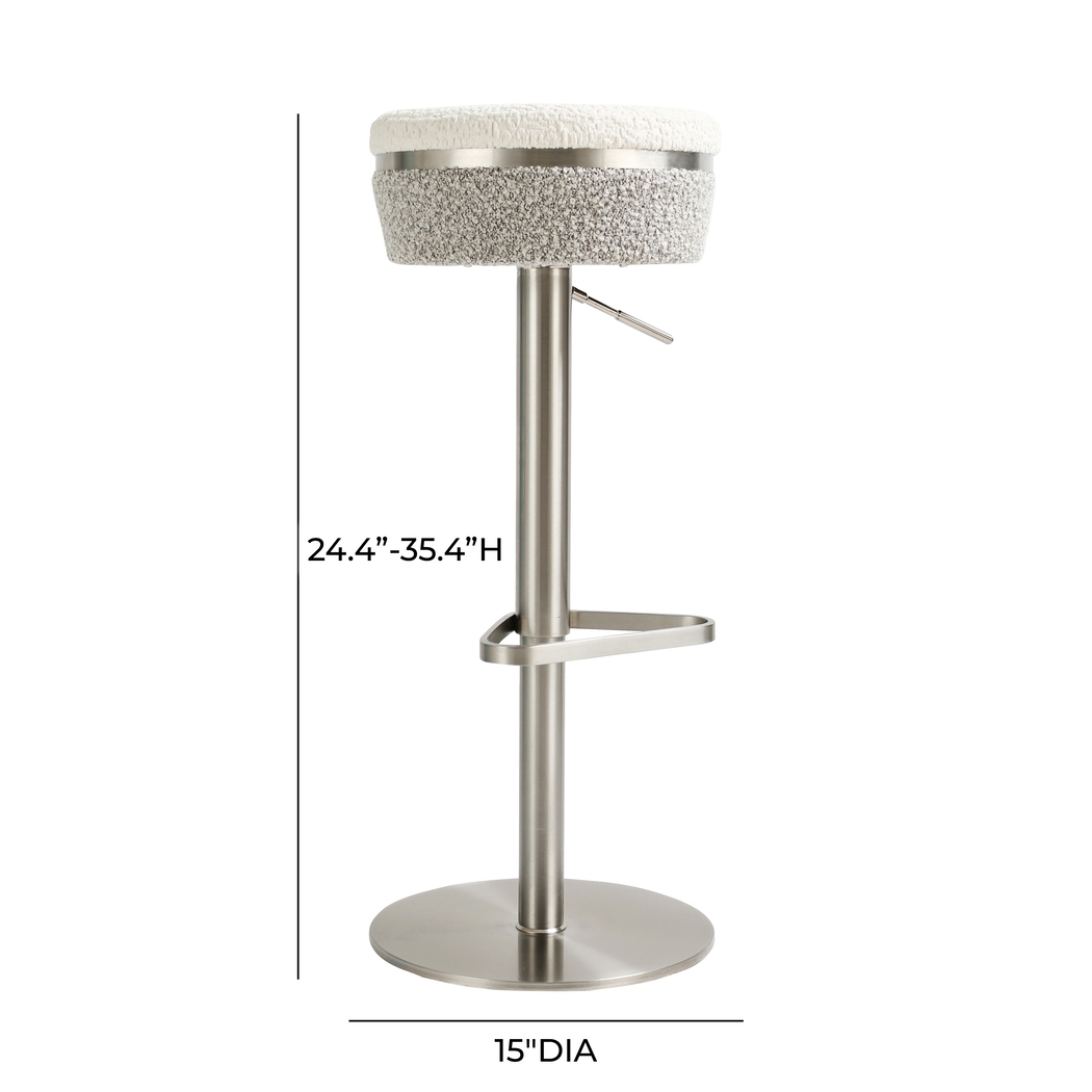 Abiaka II White and Gray Adjustable Stool - Thumbnail - Image 7