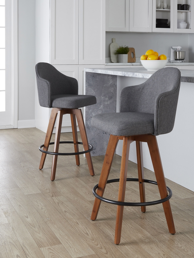Abinger Gray Swivel Counter Height Stool, Set of 3 - Thumbnail - Image 2