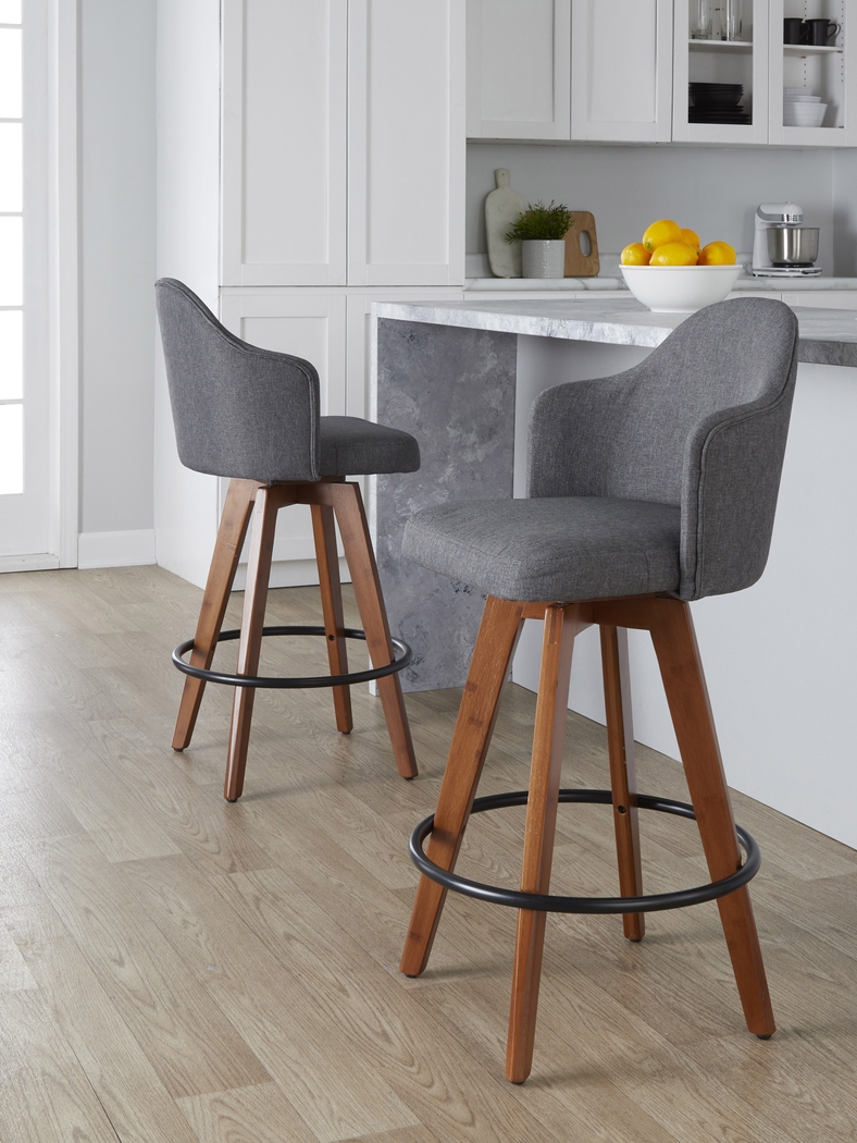 Abinger Gray Swivel Counter Height Stool, Set of 3 - Thumbnail - Image 3