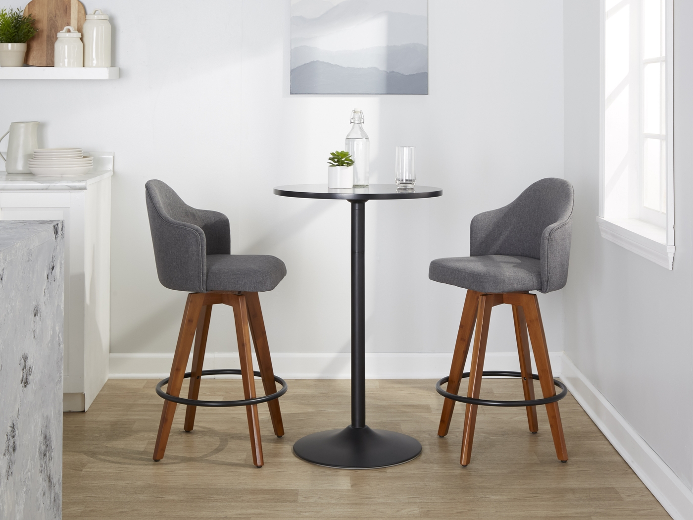 Abinger Gray Swivel Counter Height Stool, Set of 3 - Thumbnail - Image 4