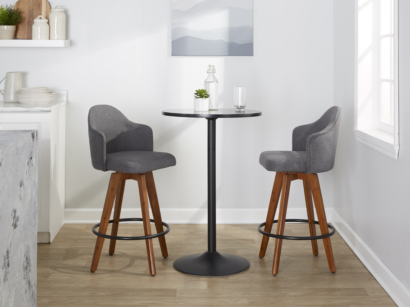 Abinger Gray Swivel Counter Height Stool, Set of 3 - Thumbnail - Image 5