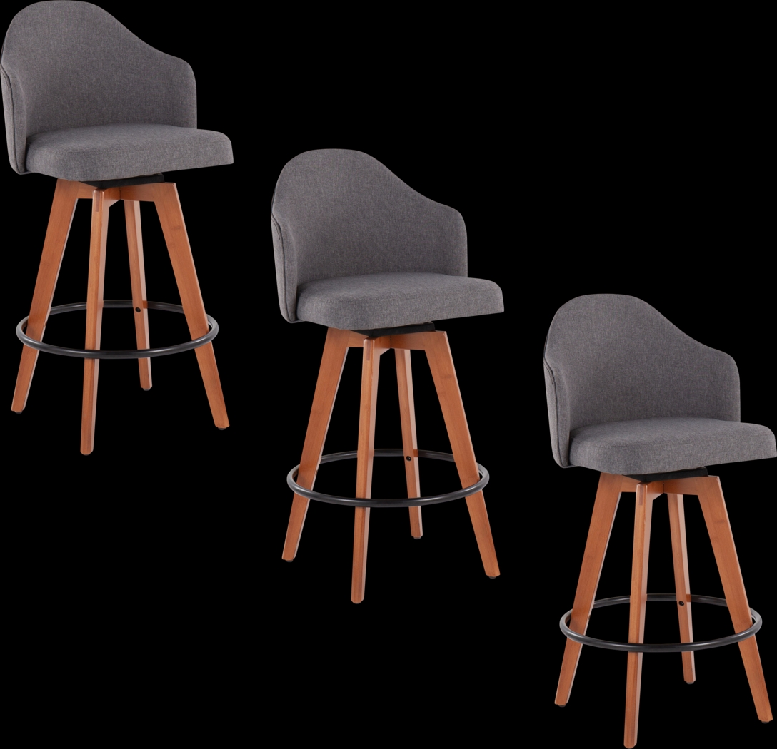 Abinger Gray Swivel Counter Height Stool, Set of 3 - Thumbnail - Image 1