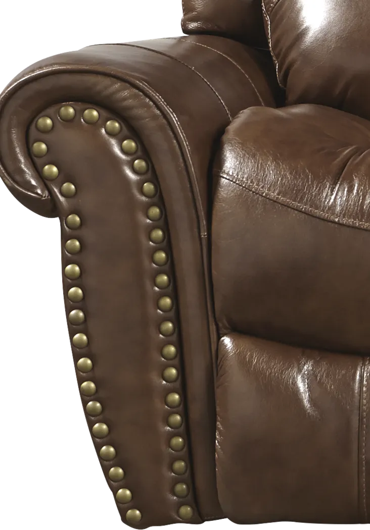 Abruzzo Brown Leather Reclining Sofa - Thumbnail - Image 2