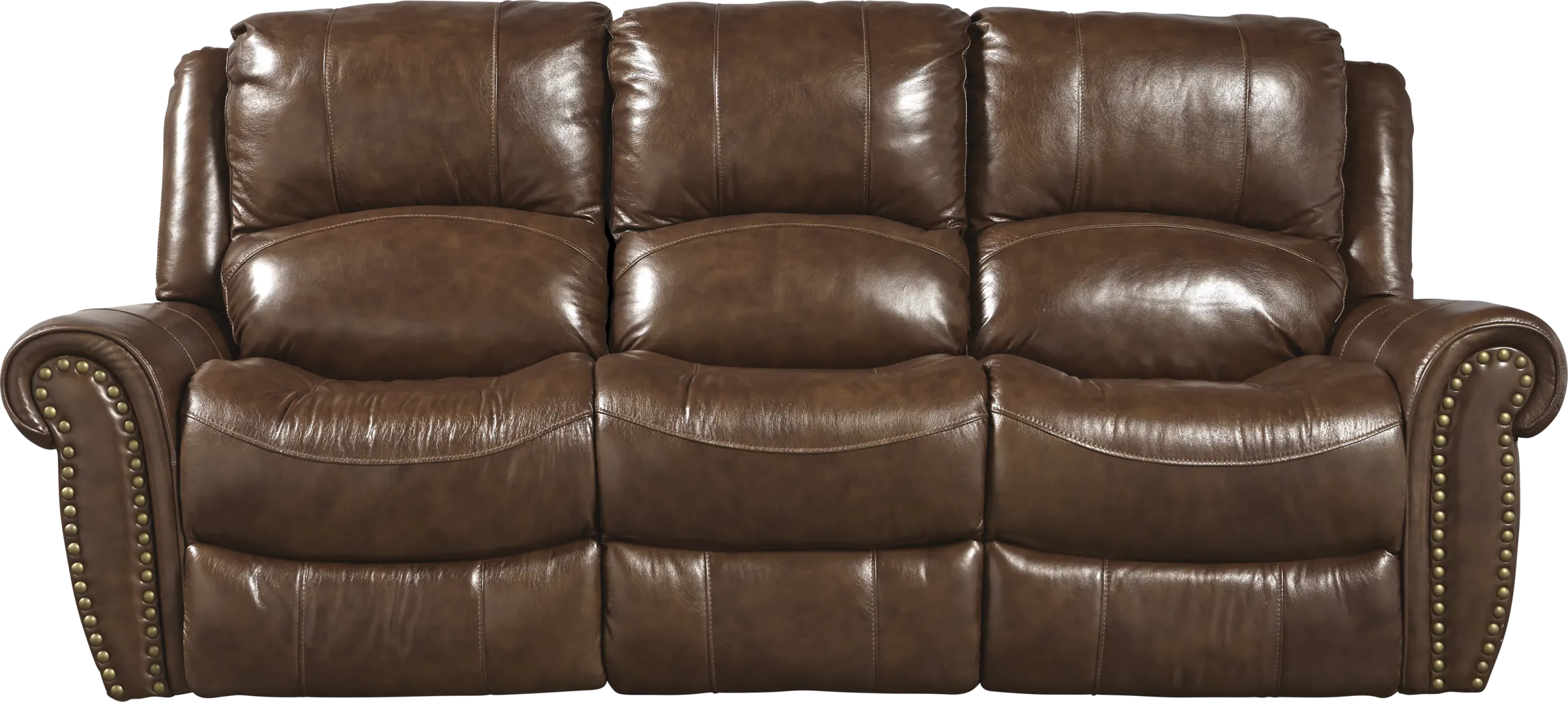 Abruzzo Brown Leather Reclining Sofa - Thumbnail - Image 1