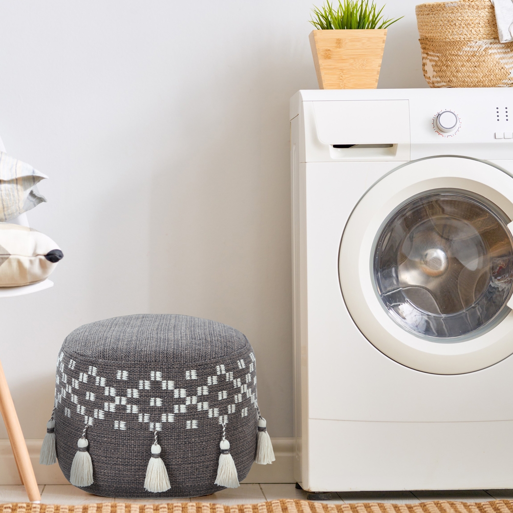 Abumaz Gray/Tan Pouf - Thumbnail - Image 3