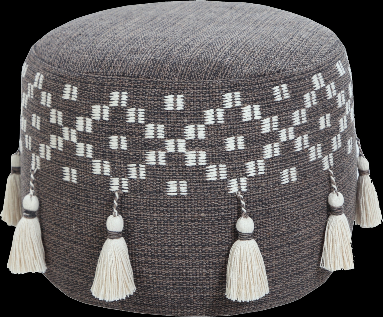 Abumaz Gray/Tan Pouf - Thumbnail - Image 1