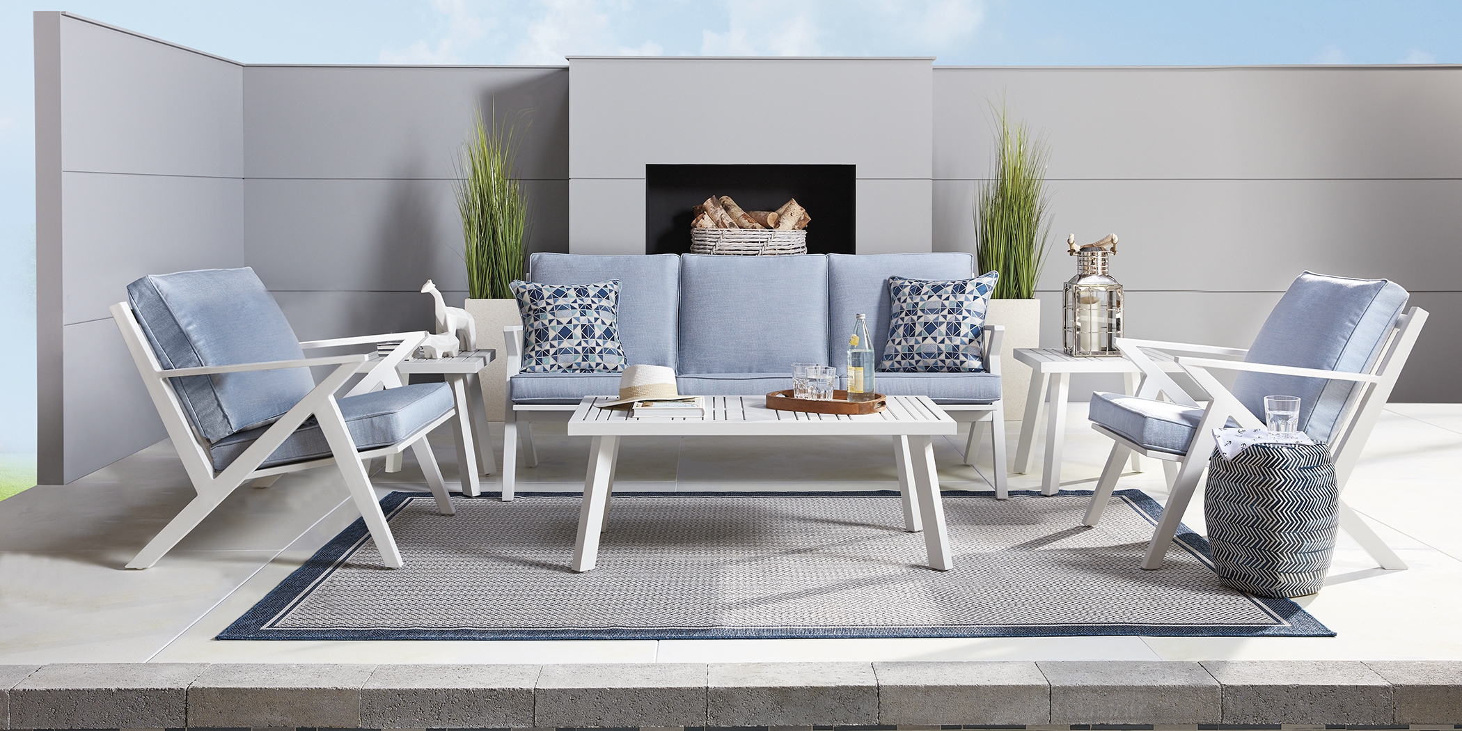 Acadia White Outdoor Sofa with Hydra Cushions - Thumbnail - Image 3
