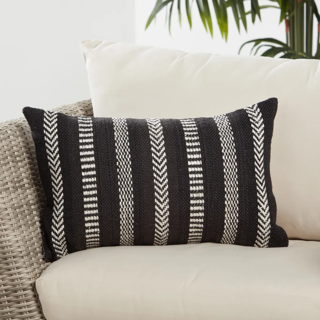 Accentwell Black Indoor/Outdoor Lumbar Pillow - Thumbnail - Image 2