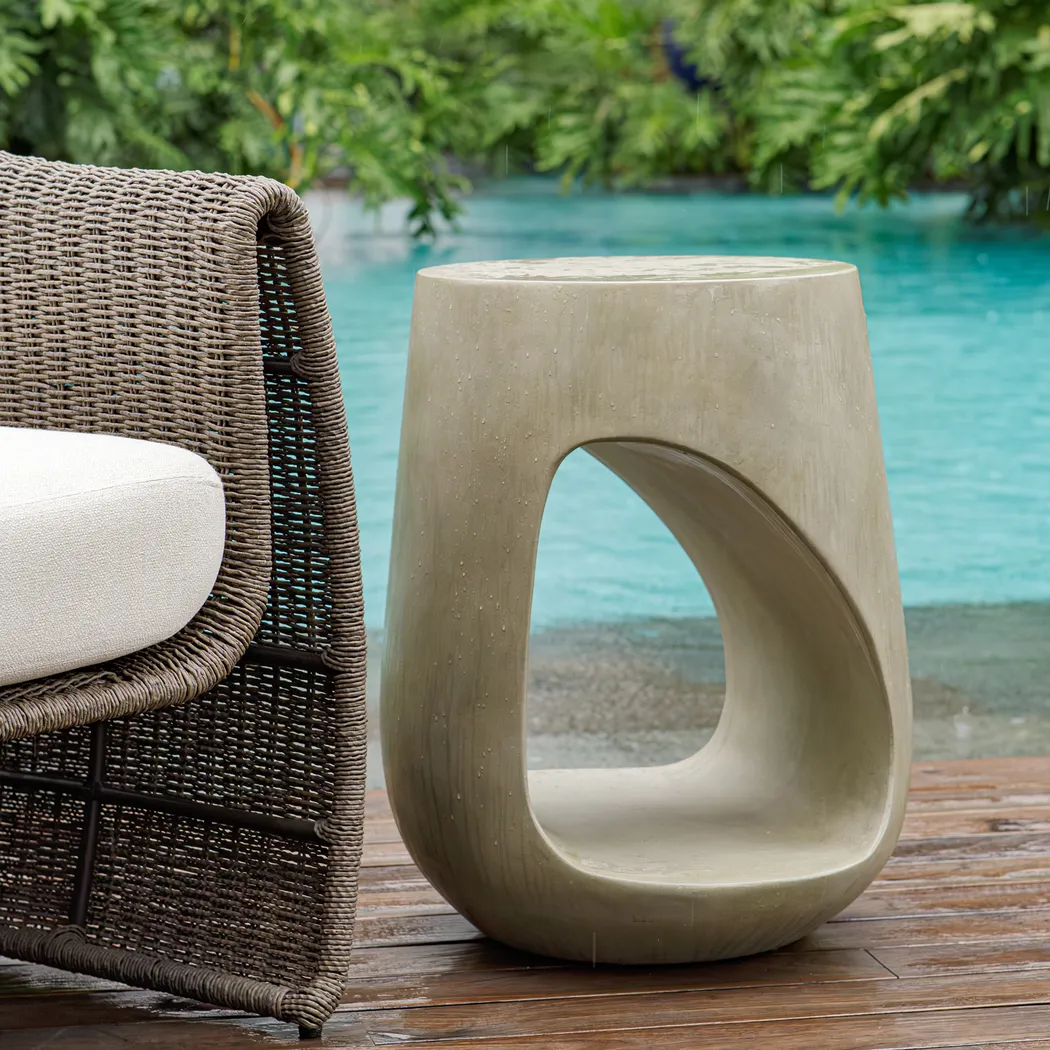 Adaha Beige Outdoor End Table - Thumbnail - Image 2
