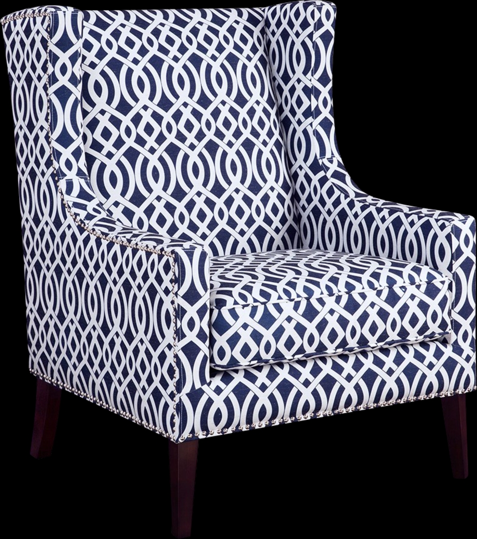 Addington Blue Print Accent Chair - Thumbnail - Image 1