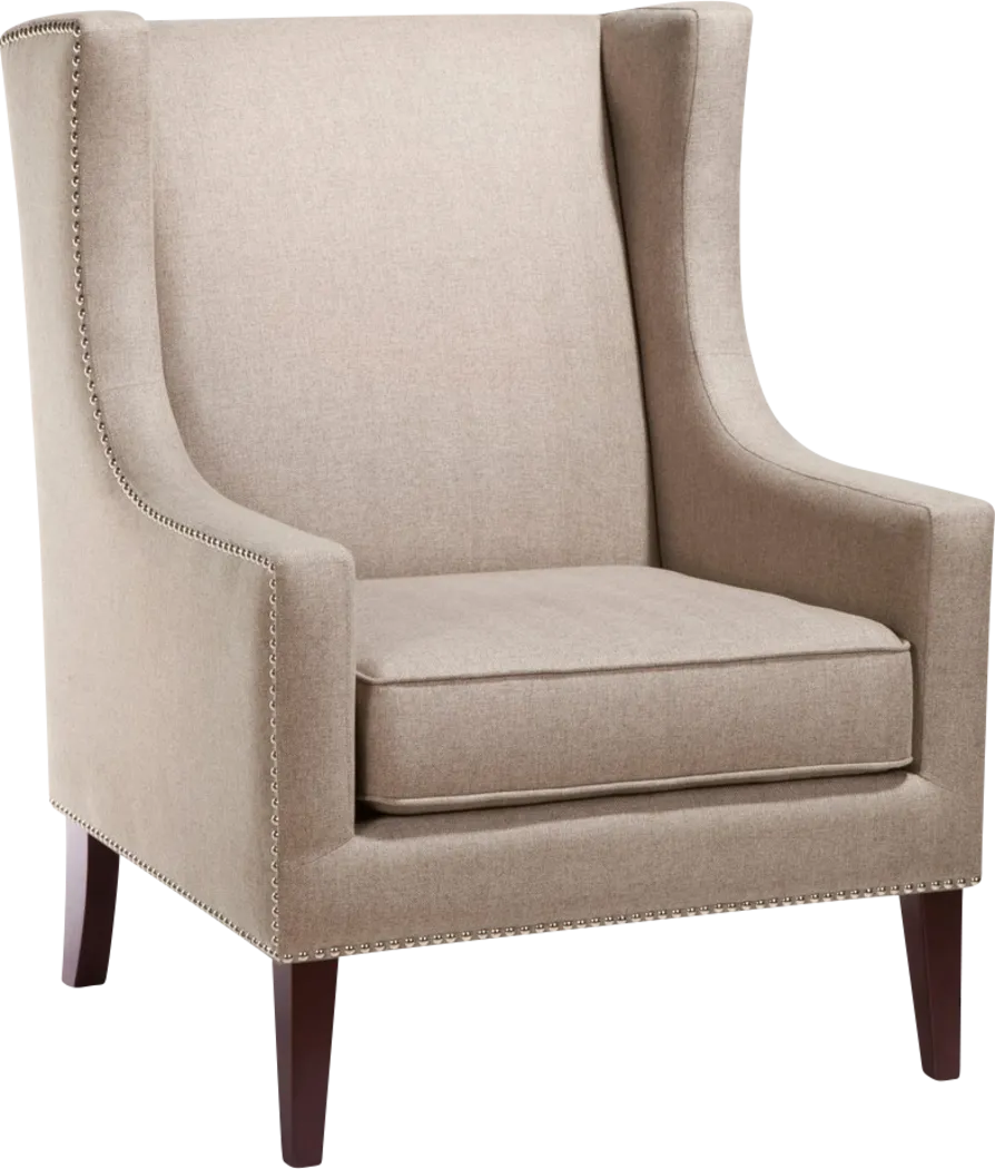 Addington Taupe Herringbone Accent Chair - Thumbnail - Image 1