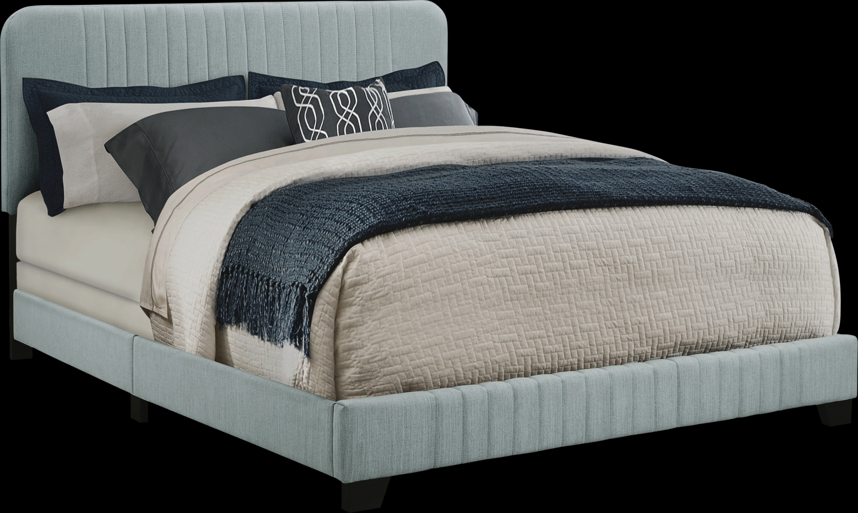 Addison Avenue Blue Queen Upholstered Bed - Thumbnail - Image 2