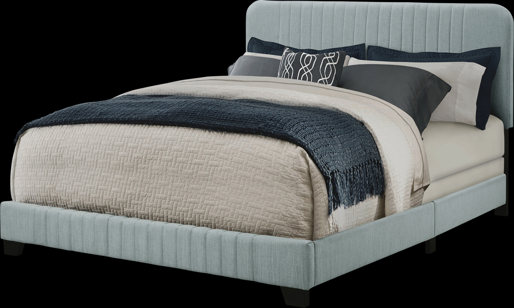 Addison Avenue Blue Queen Upholstered Bed - Thumbnail - Image 3