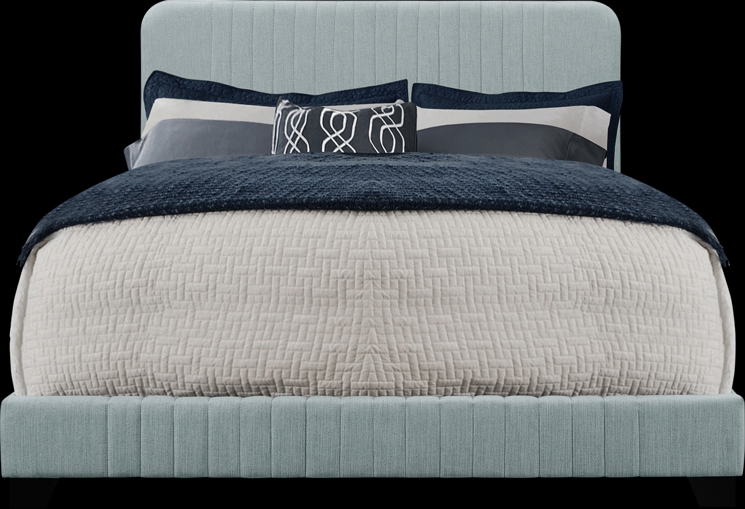 Addison Avenue Blue Queen Upholstered Bed - Thumbnail - Image 1