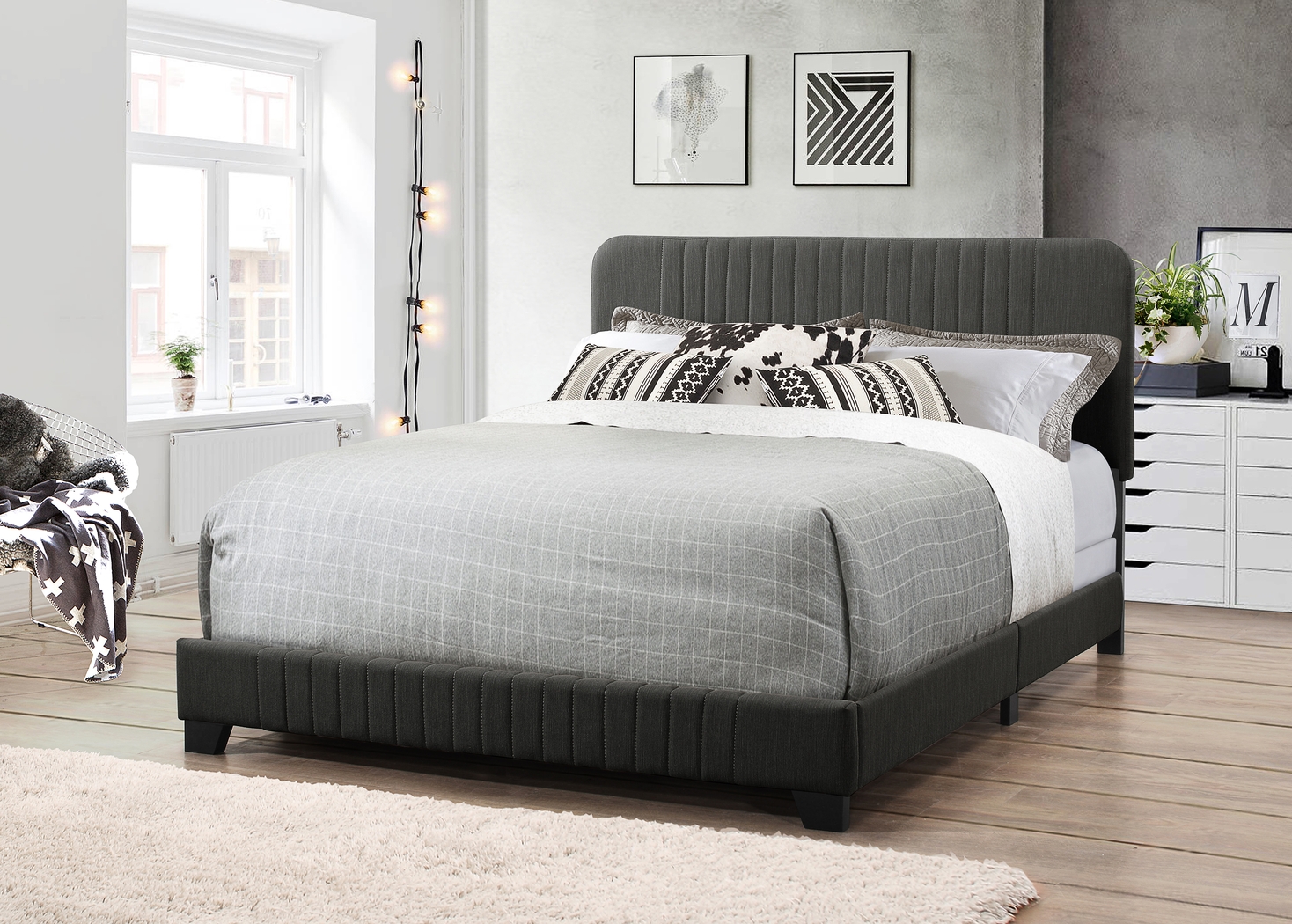 Addison Avenue Gray Queen Upholstered Bed - Thumbnail - Image 8