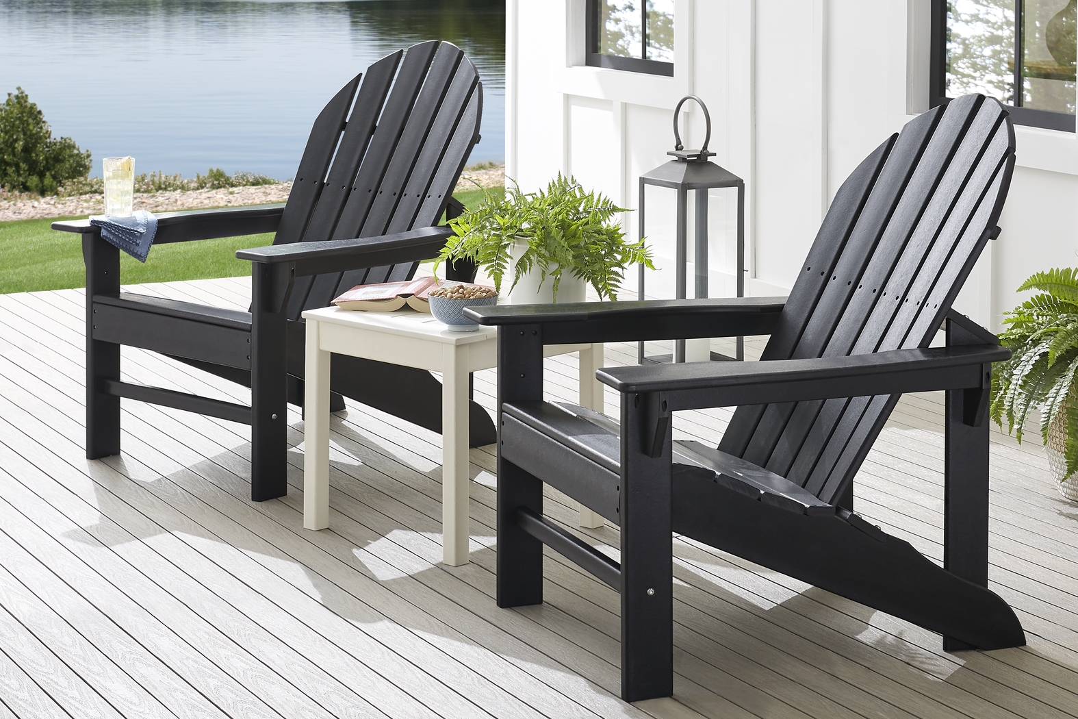 Addy Black Outdoor Adirondack Chair, Set of 2 - Thumbnail - Image 2