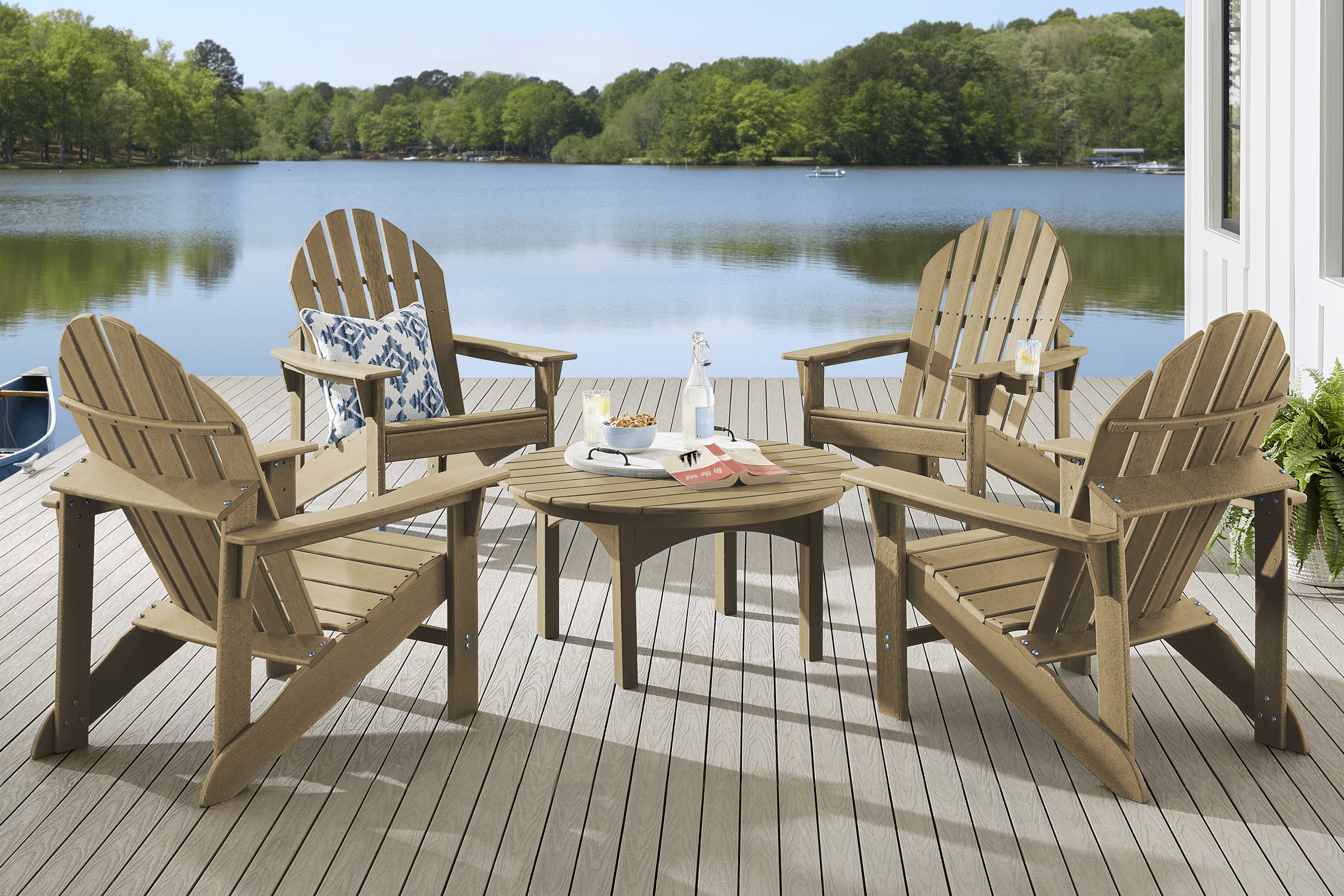 Addy Brown 5 Pc Round Outdoor Chat Seating Set - Thumbnail - Image 1