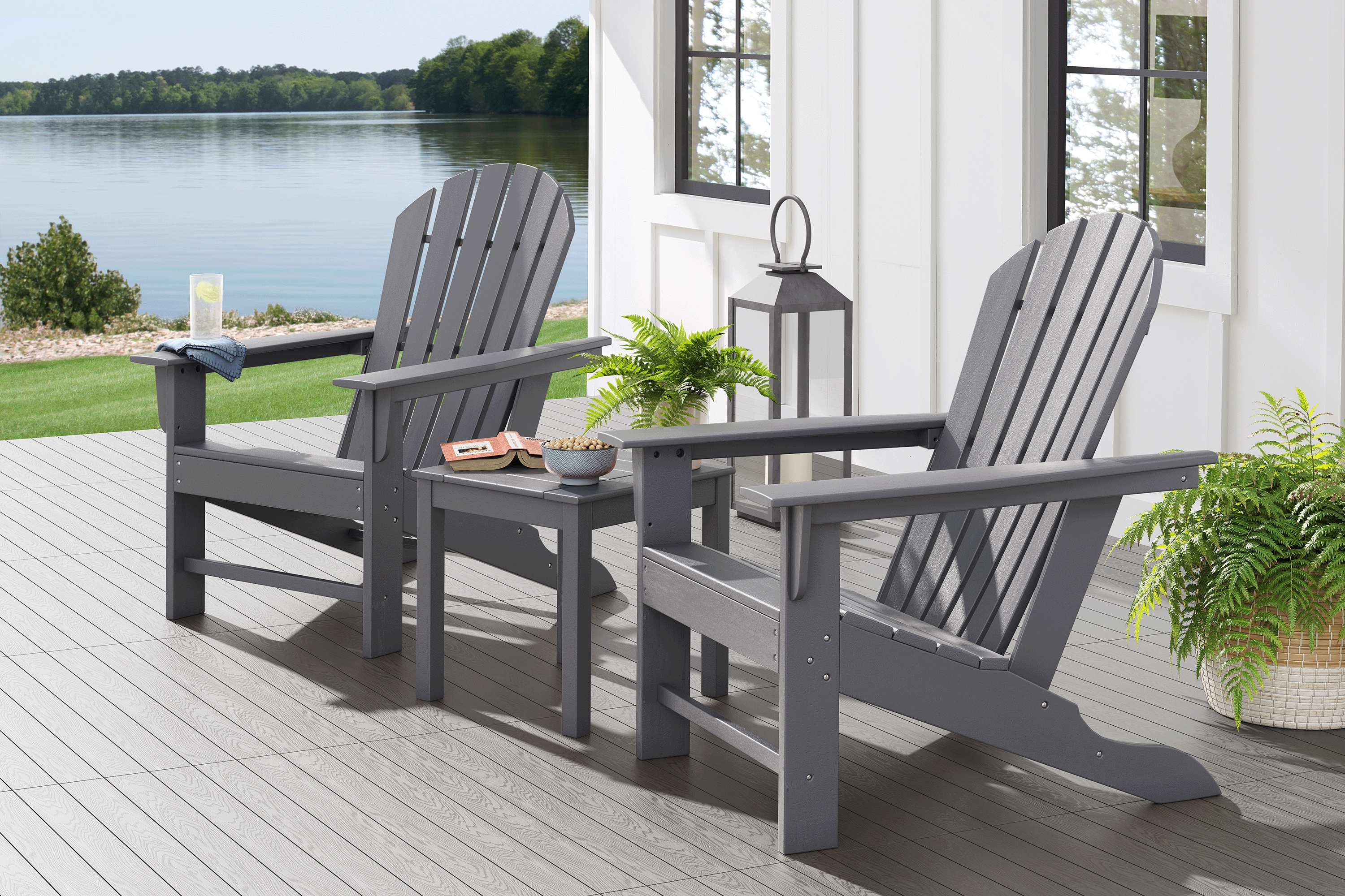 Addy Gray 3 Pc Outdoor Seating Set - Thumbnail - Image 1