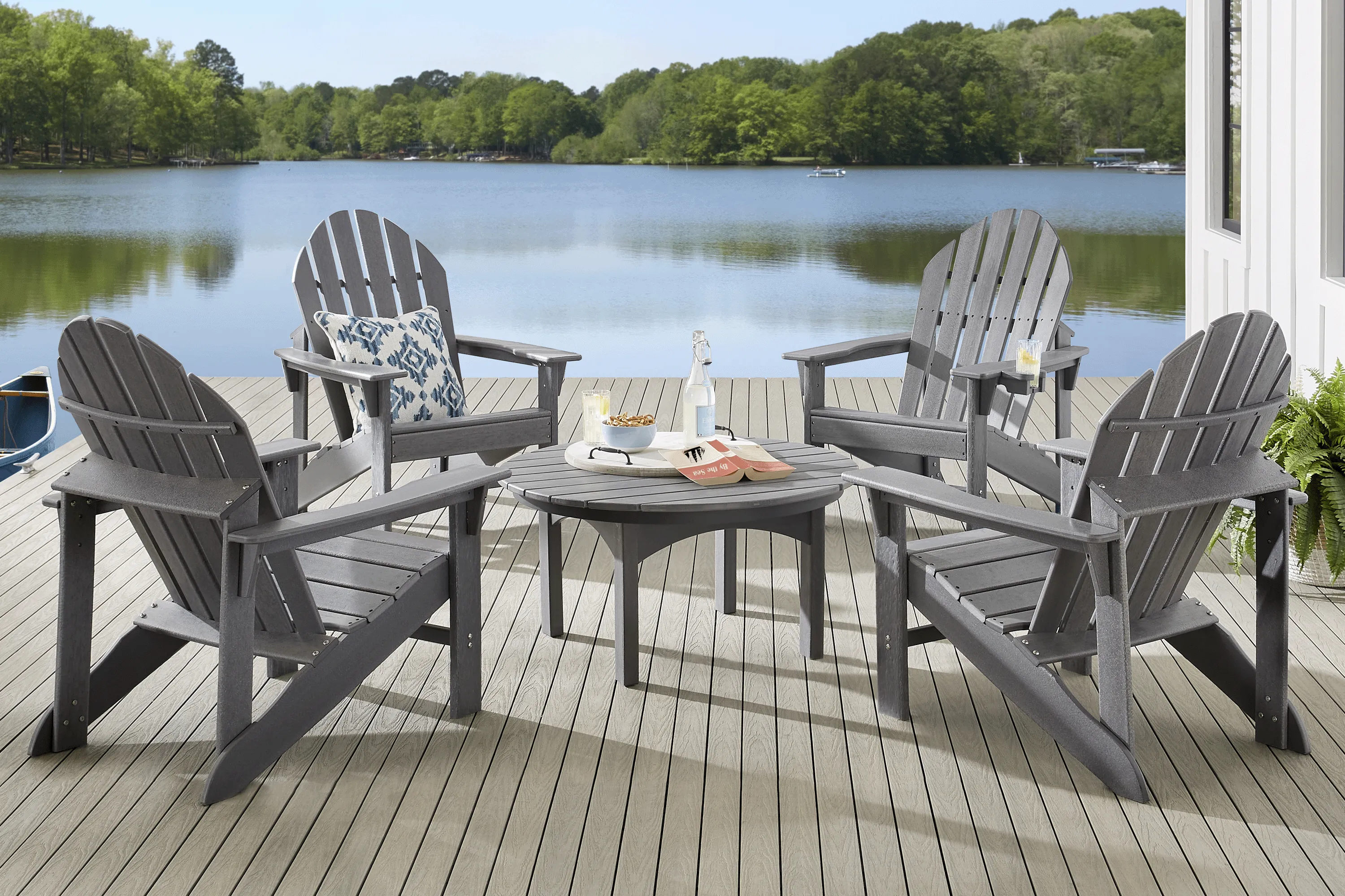 Addy Gray 5 Pc Round Outdoor Chat Seating Set - Thumbnail - Image 1