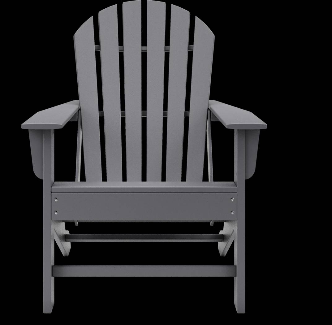 Addy Gray Outdoor Adirondack Chair, Set of 2 - Thumbnail - Image 2