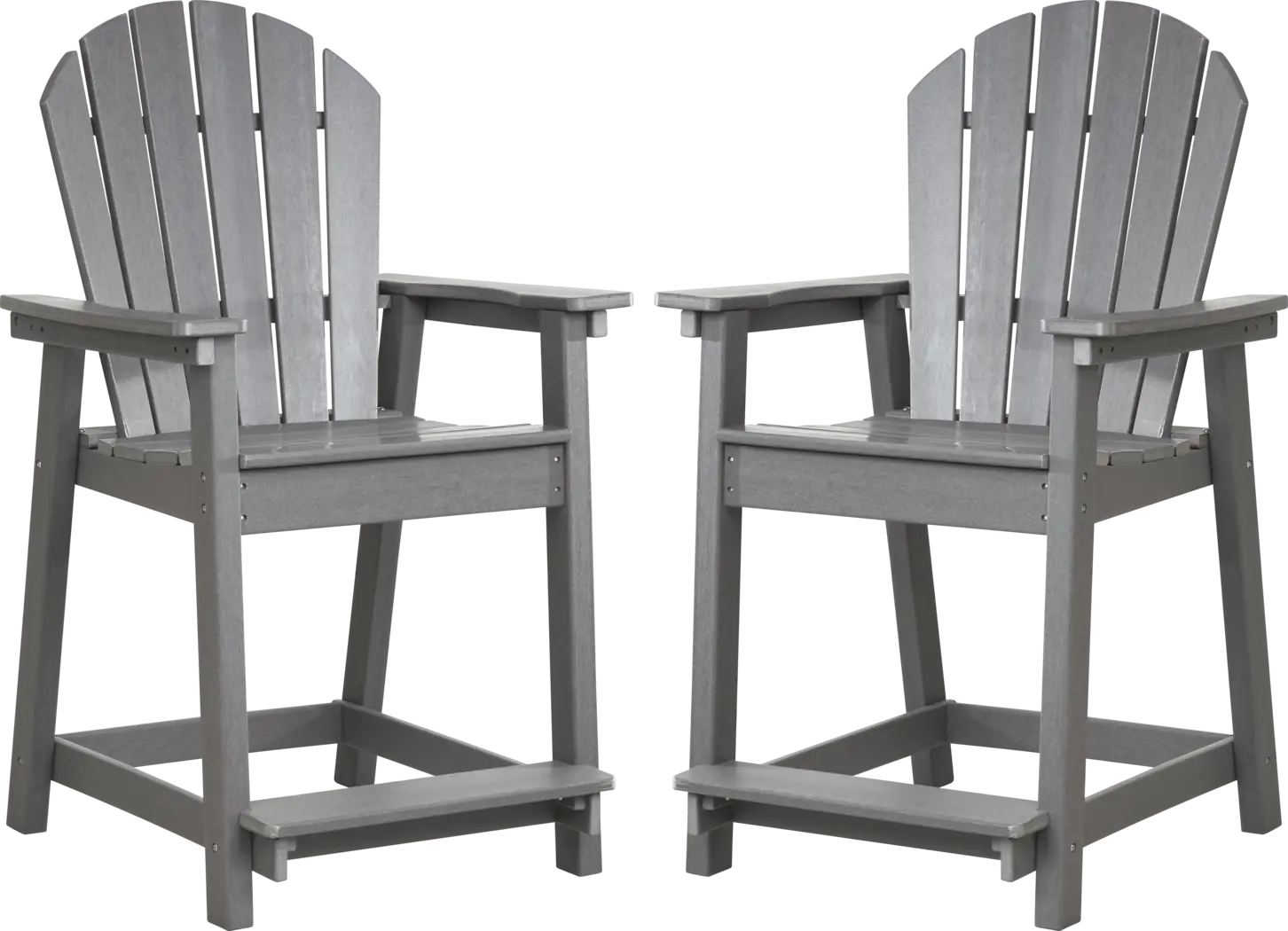 Addy Gray Outdoor Balcony Adirondack Stool, Set of 2 - Thumbnail - Image 1