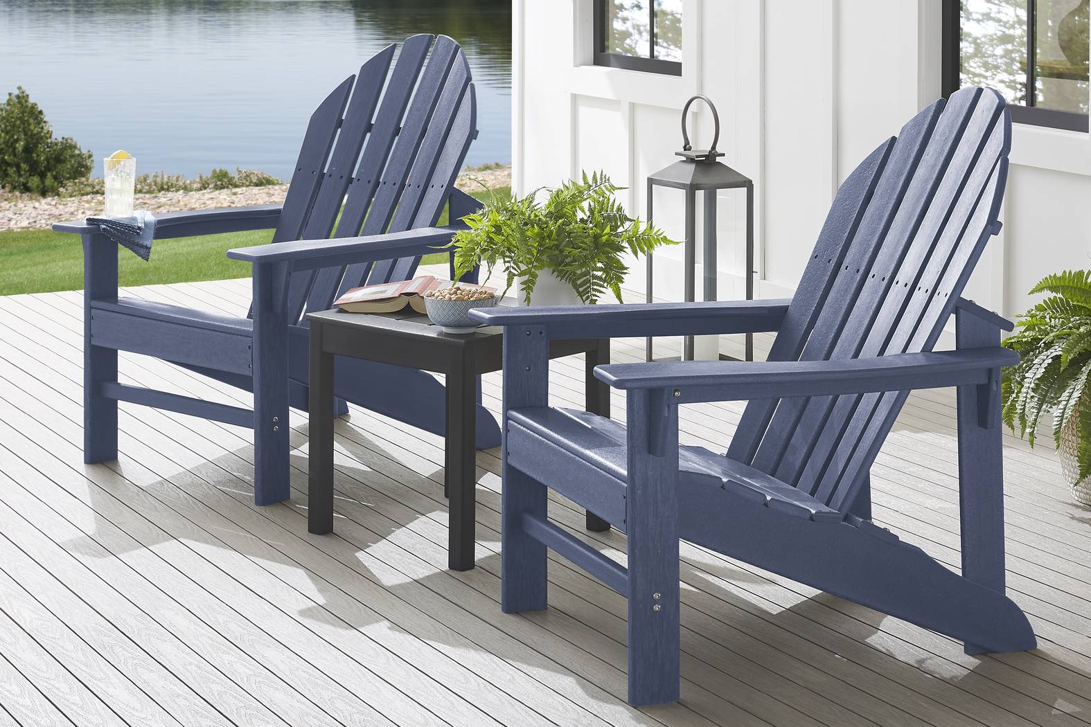 Addy Navy Outdoor Adirondack Chair, Set of 2 - Thumbnail - Image 2