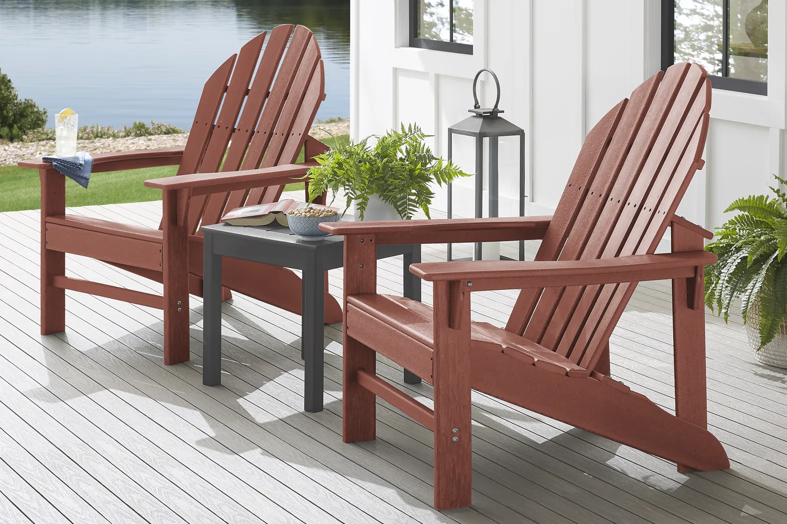 Addy Red Outdoor Adirondack Chair, Set of 2 - Thumbnail - Image 2