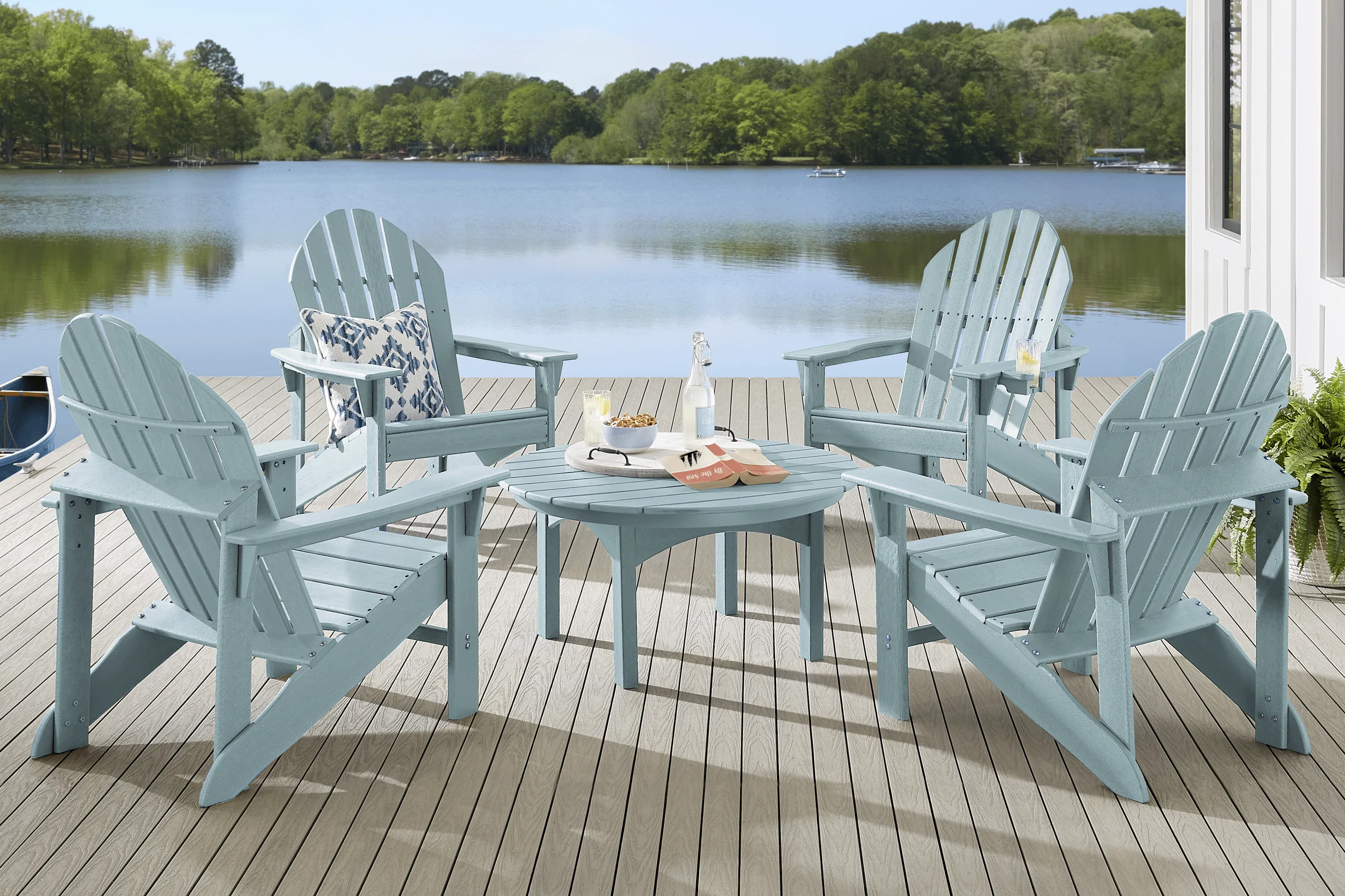 Addy Sky 5 Pc Round Outdoor Chat Seating Set - Thumbnail - Image 1